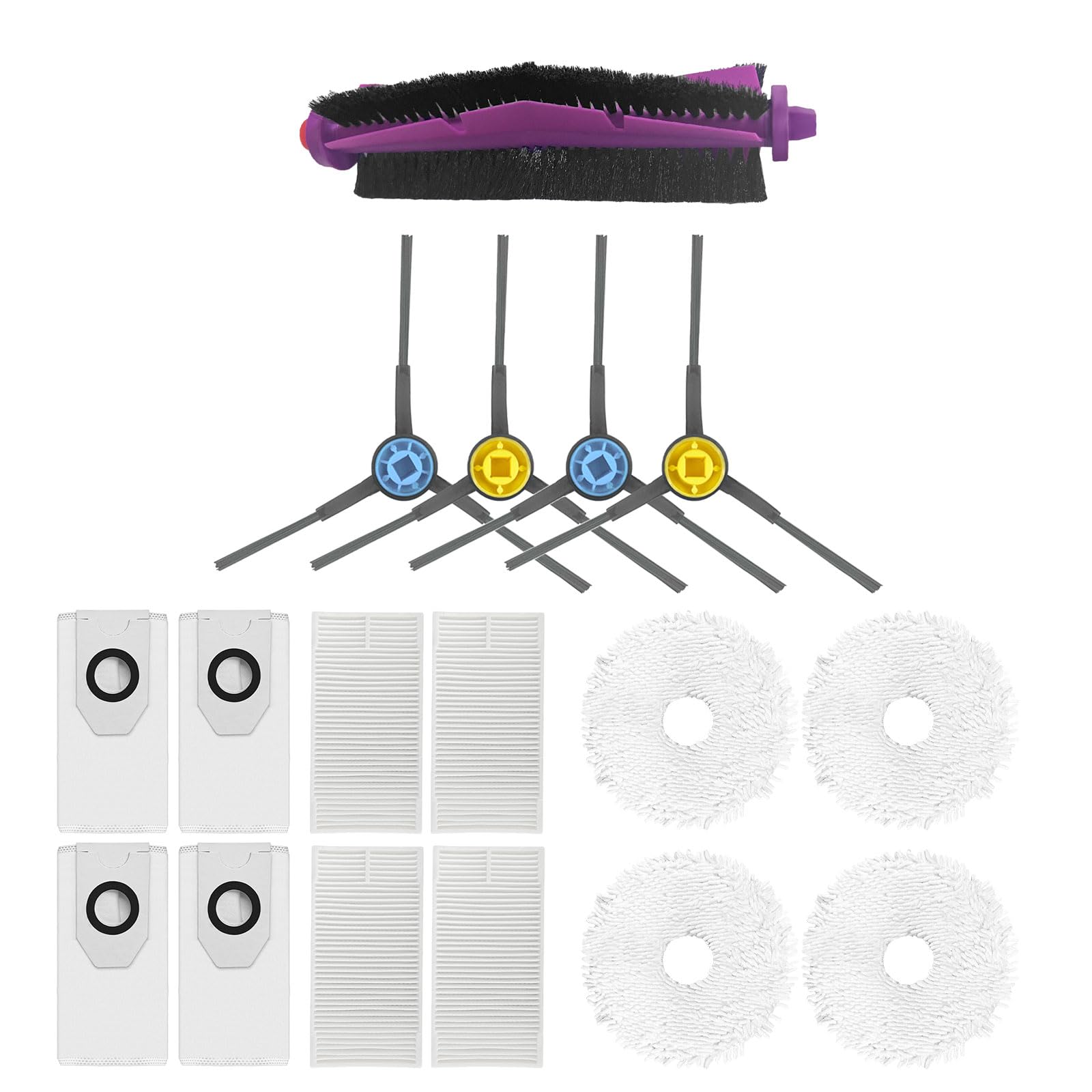 Kalttoy Filter Sweeping Robot Side Brush Bag Sweeping Robot Mop Pad Replacement Part Main Brush for Sweeper Replacement Accessories