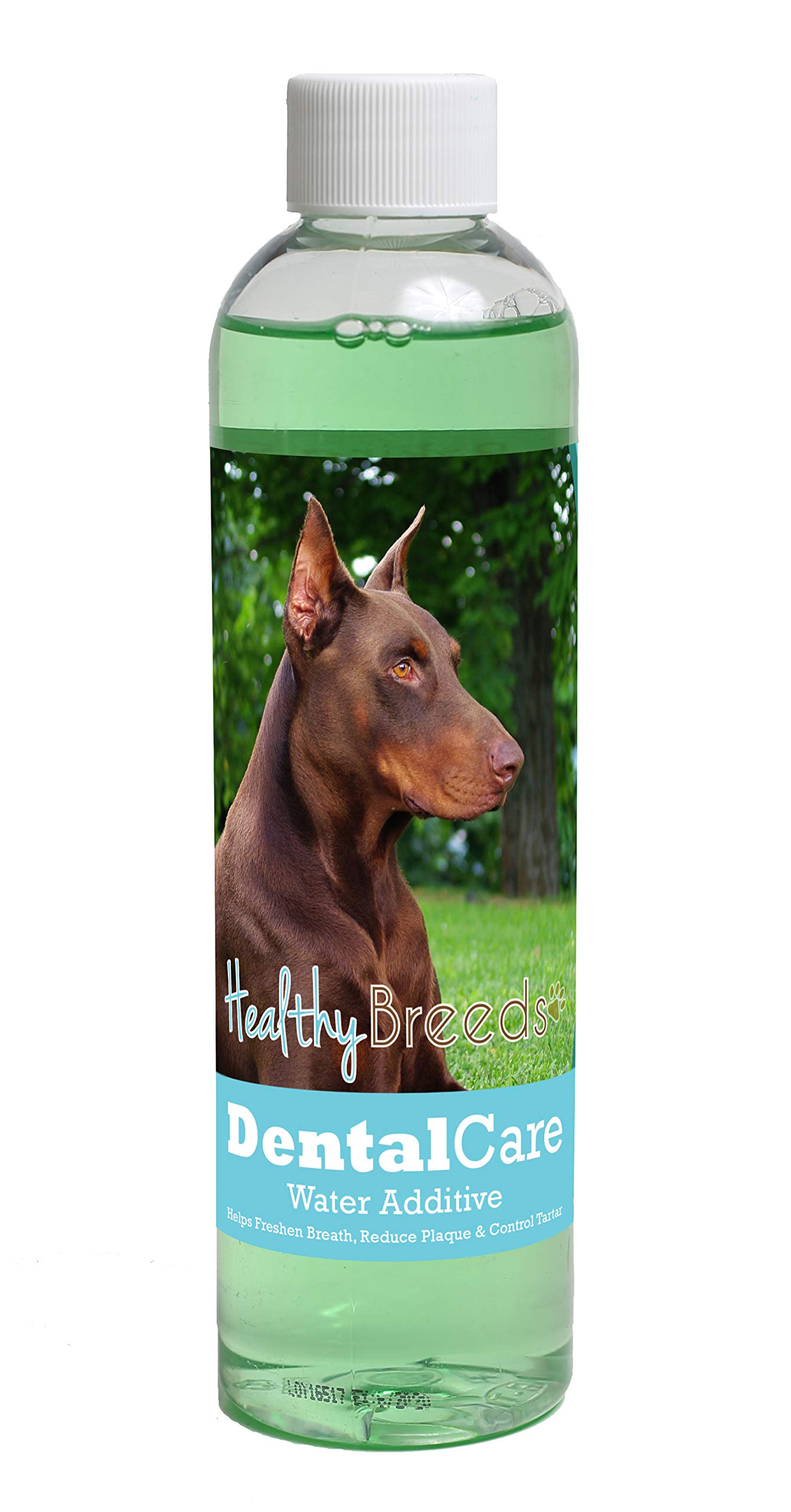 Healthy Breeds Dog Dental Care Water Additive for Doberman Pinscher - Helps Freshen Breath, Reduce Plaque &amp; Control Tartar - Mint Flavor - 8 oz