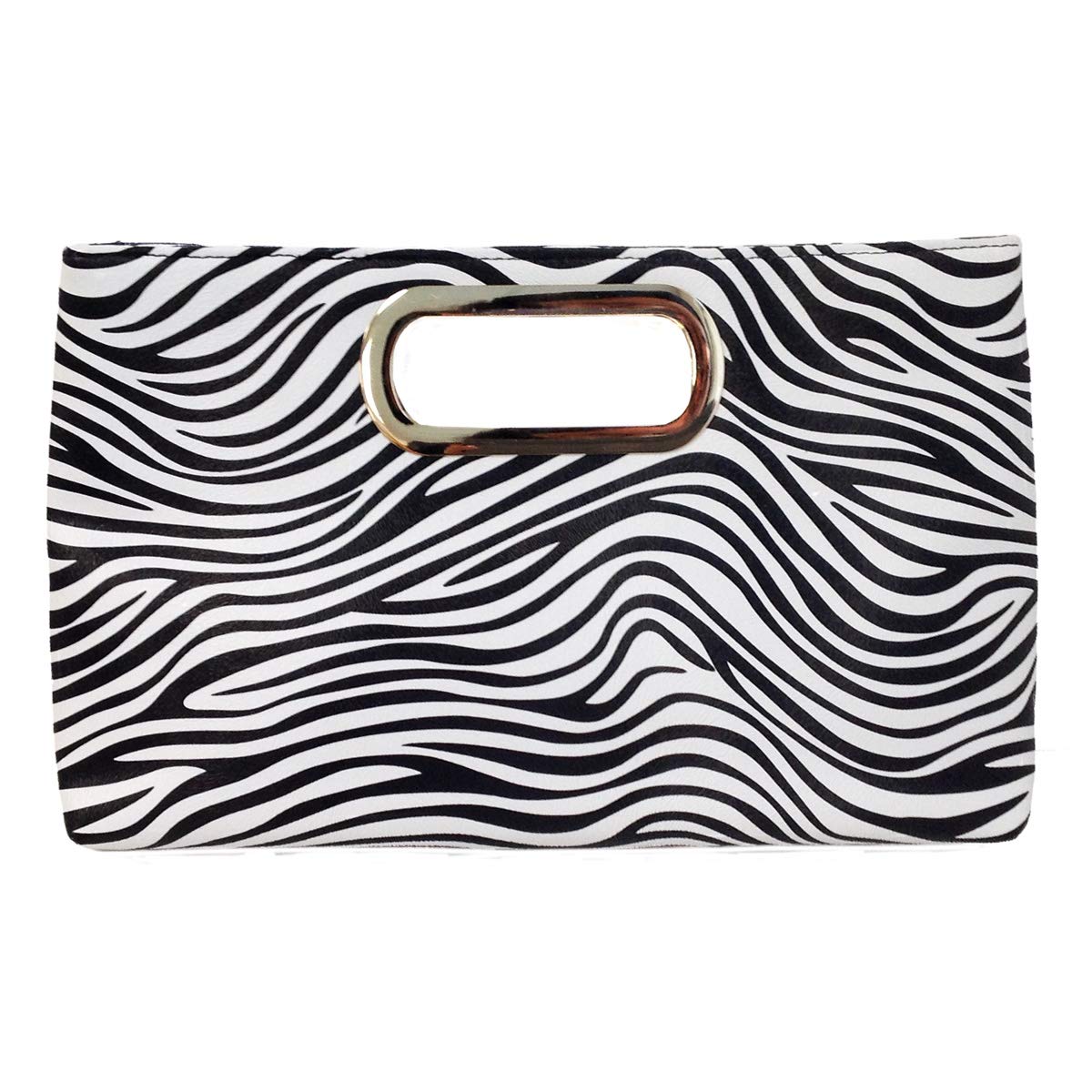 JNB Top Handle Zebra Print Clutch