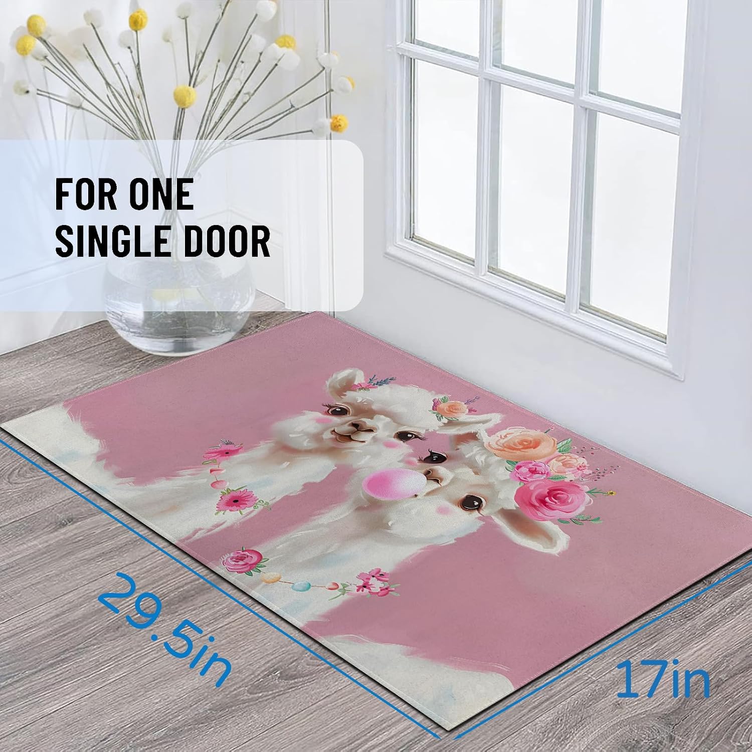 Llama Indoor Door Mat 29.5x17in,Non Slip Backing Cute Floral Cartoon Floor Mats,Non Woven Entryway Rug,Welcome Rugs Decor,for Entrance Inside Porch Bedroom Kitchen,Practical Doormats Gifts