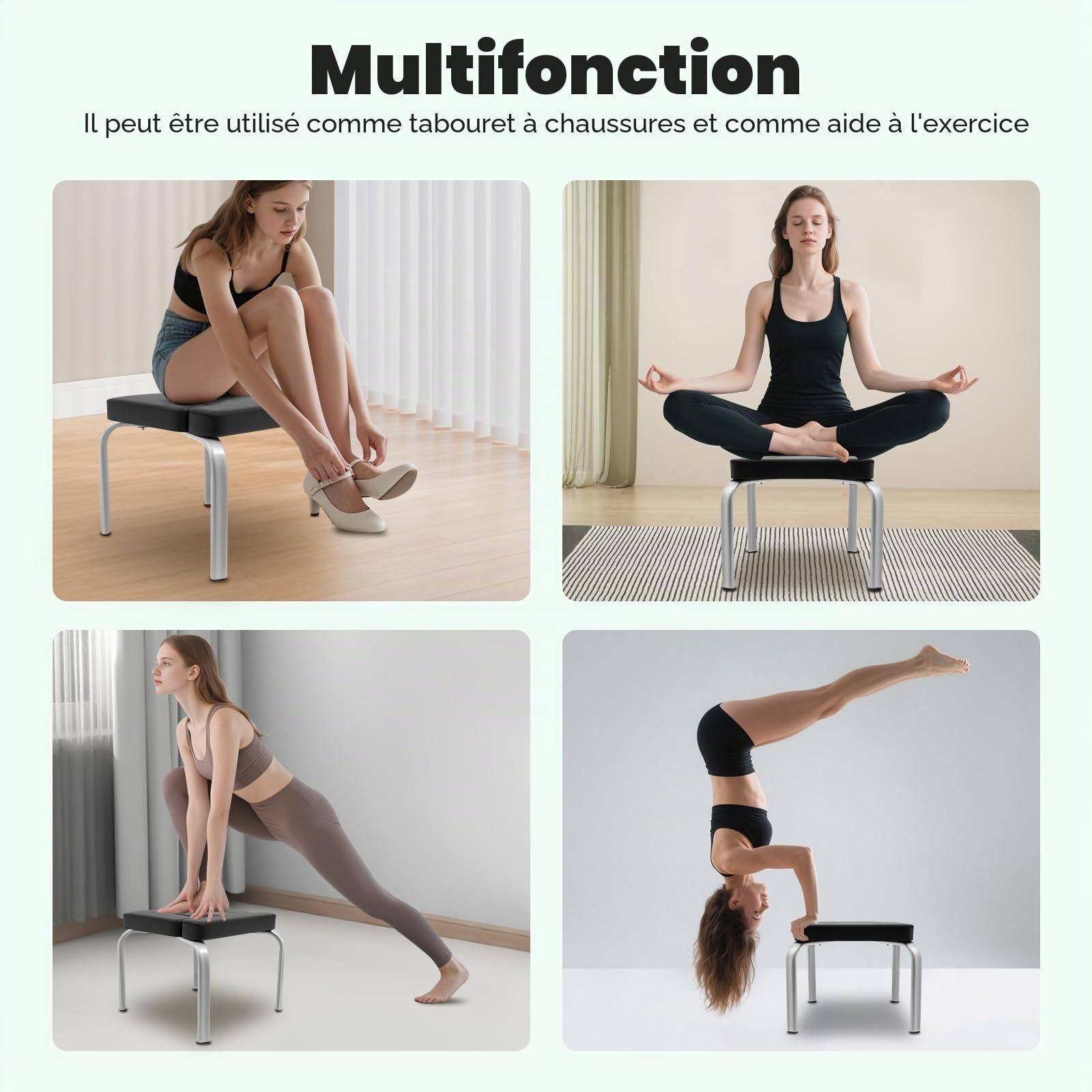 Banc de yoga sur tête - Peut être utilisé pour soulager le stress, améliorer le sommeil et la digestion et la musculation, idéal pour l'entraînement à la maison, le fitness et la salle de sport