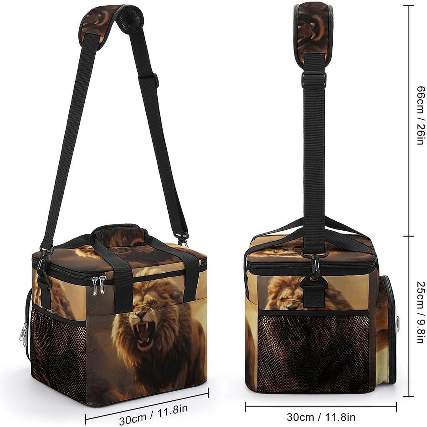 Camping Ice Pack, Angry Roaring Lion Print Cooler Bag, 22.5L Large Capacity Insulated Lunch Tote Bag for Outdoor, Picnic, BBQ, Travel, Work