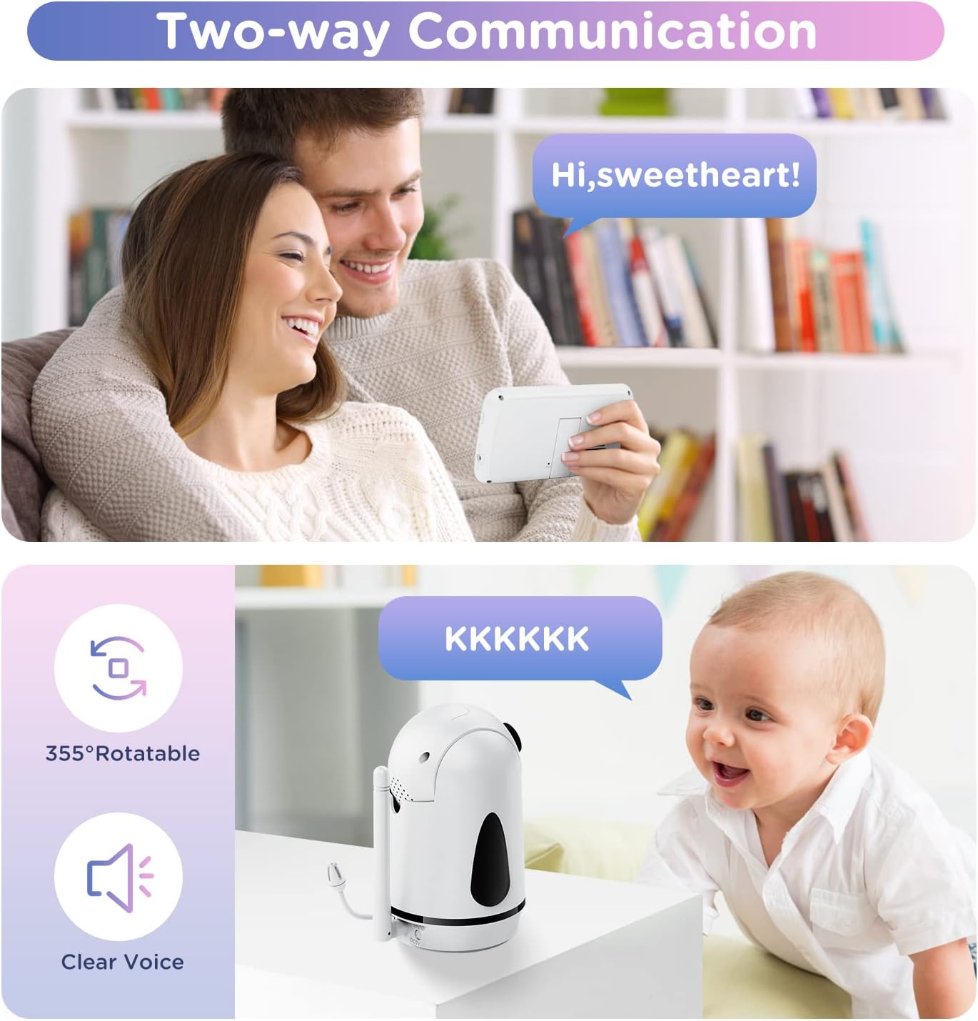 Image depicting two-way communication feature with parents talking to baby through the monitor