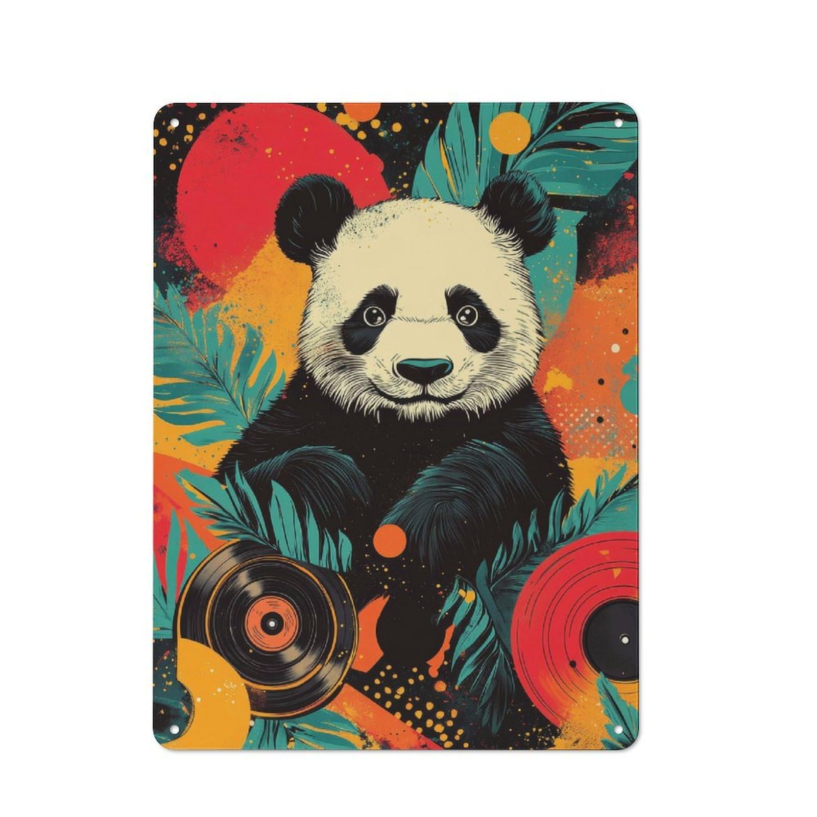 Junmoney Panda Vinyl Art Vintage Tin Sign 40X30cm For Garden Room Or Summerhouse, A Housewarming Gift For Outdoor-Room Decor Collectors