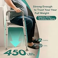 Vista 3 de HOMEAL Elevador de asiento de inodoro elevado con asas para personas mayores, 450 libras, silla cómoda 3 en 1 para discapacitados y pacientes