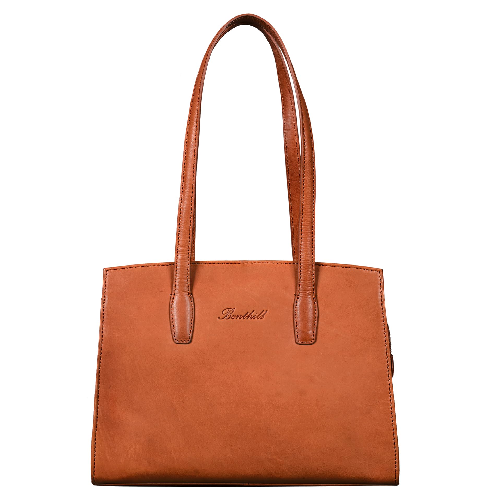 Benthill Handtasche Damen Echt Leder | Henkeltasche aus hochwertigem Rindsleder | Kleine Vintage Hobo Bag Beutel, Farbe:Braun