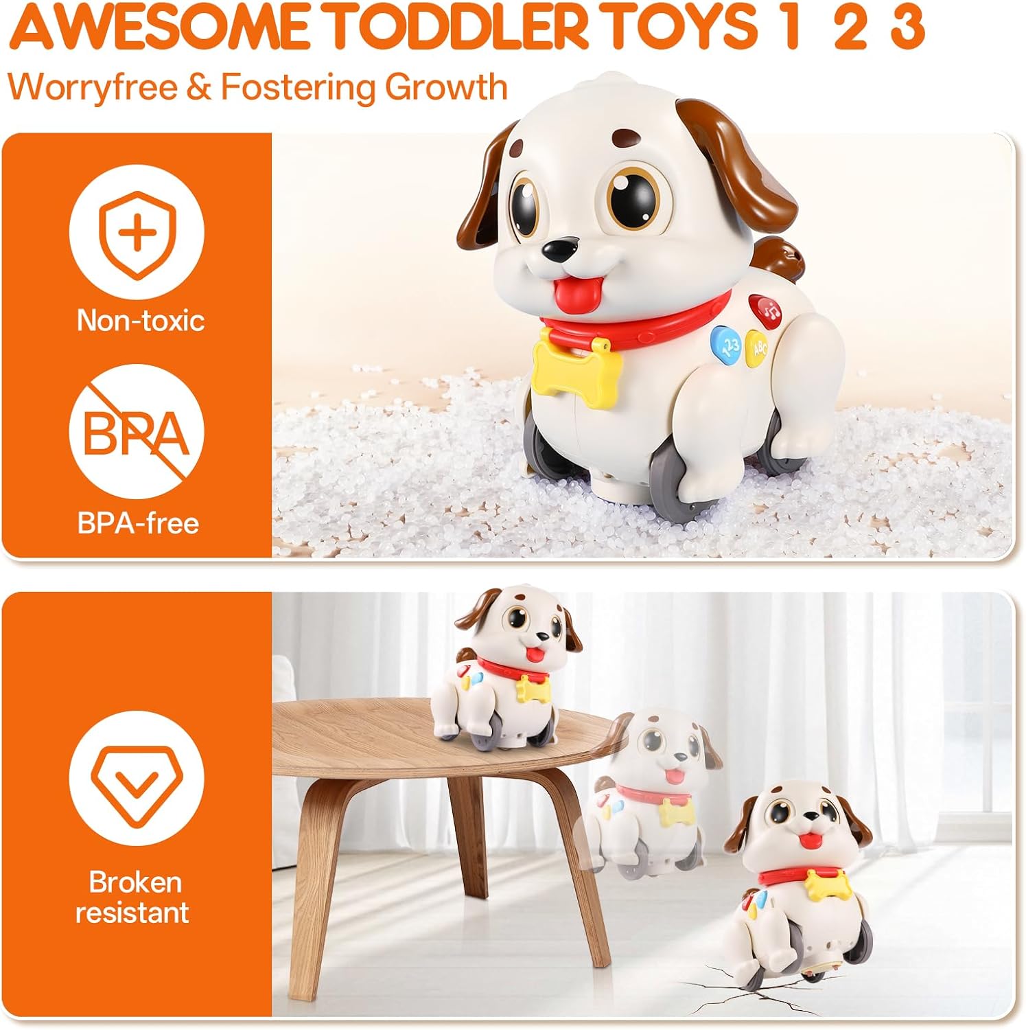 LUDILO Learning Toys for 1 Year Old Boy Girl Gifts: Pull Along Crawling Toy Musical Puppy 6 7 8 9 10 12 18 Month Old Baby Toy 1st Birthday Gifts for Boys Girls Toddler Infant Baby Toys 6-12-18 Months - Image 7