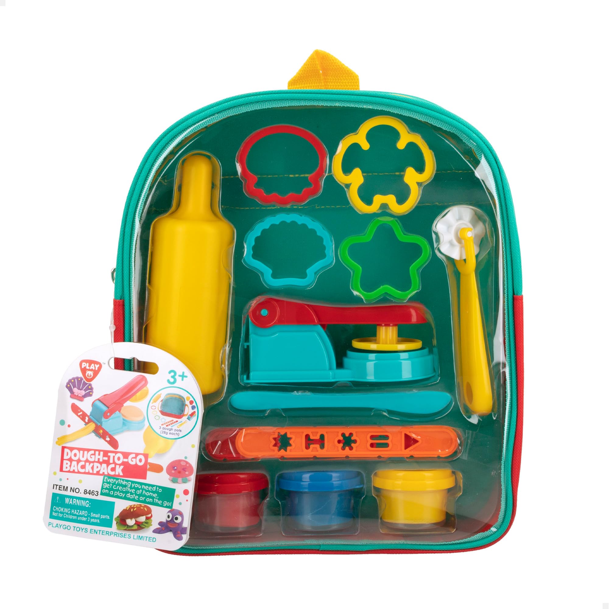 ColorBaby Play - Juego de plastilina, Incluye moldes Variados, Rodillo, Extrusor, Paleta, Cortador, Reglas con Formas, Mochila Transparente, Suave y Libre de tóxicos, Juguetes Manualidades (47270)