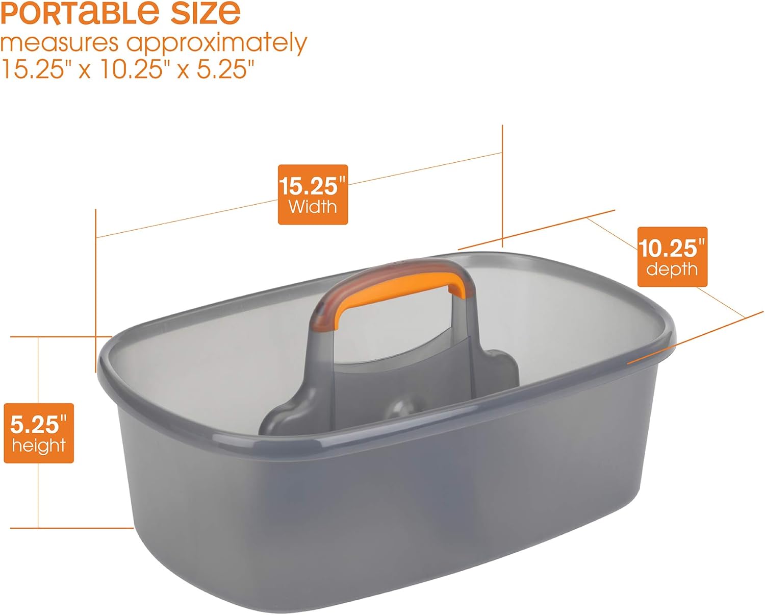 Casabella Plastic Multipurpose Cleaning Storage Caddy with Handle, 1.85 Gallon, Gray and Orange : Everything Else