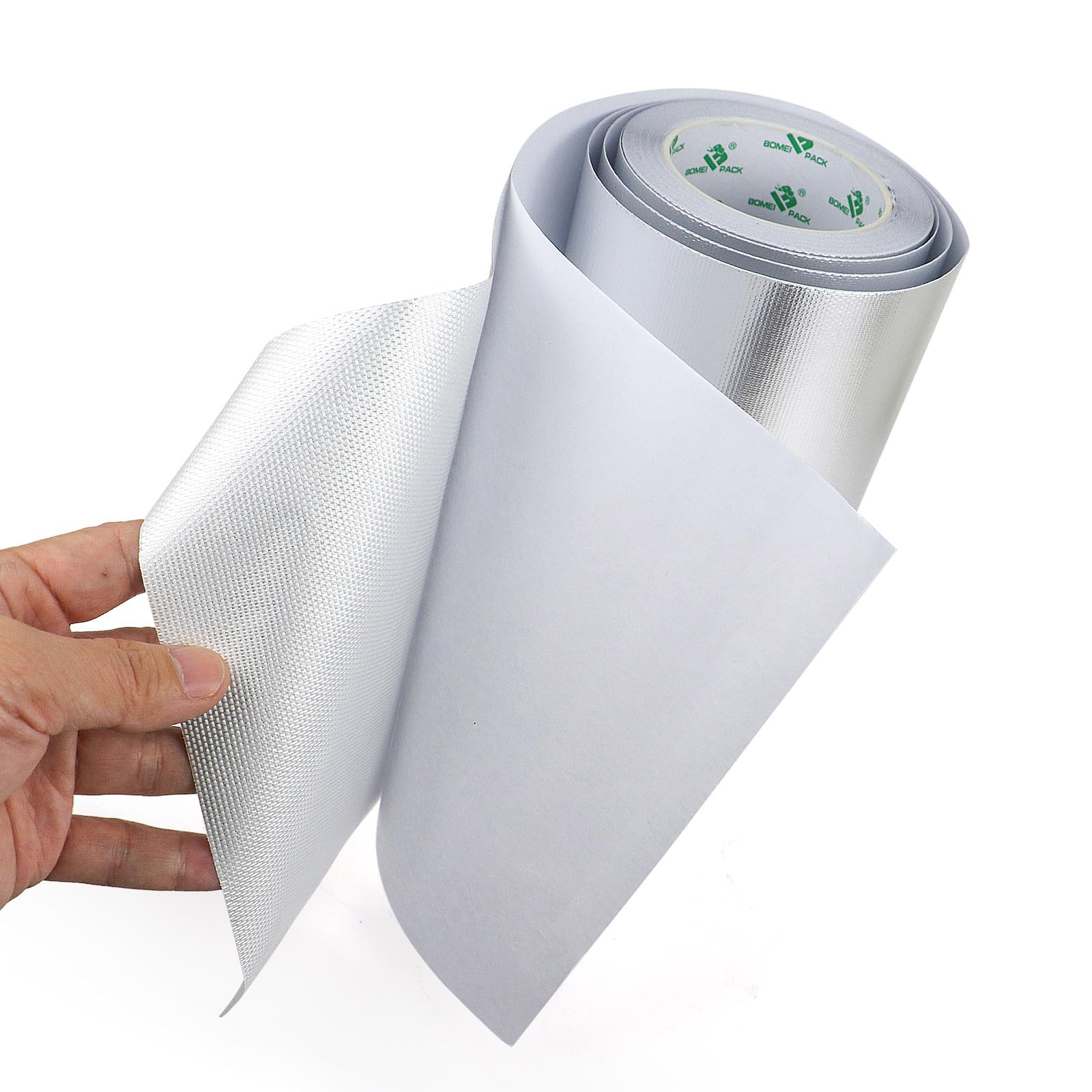 BOMEI PACK Cinta de aluminio reforzada, 200 mm x 20 m, resistente al calor, impermeable, para reparar superficies metálicas, sellar, reparar y aislar