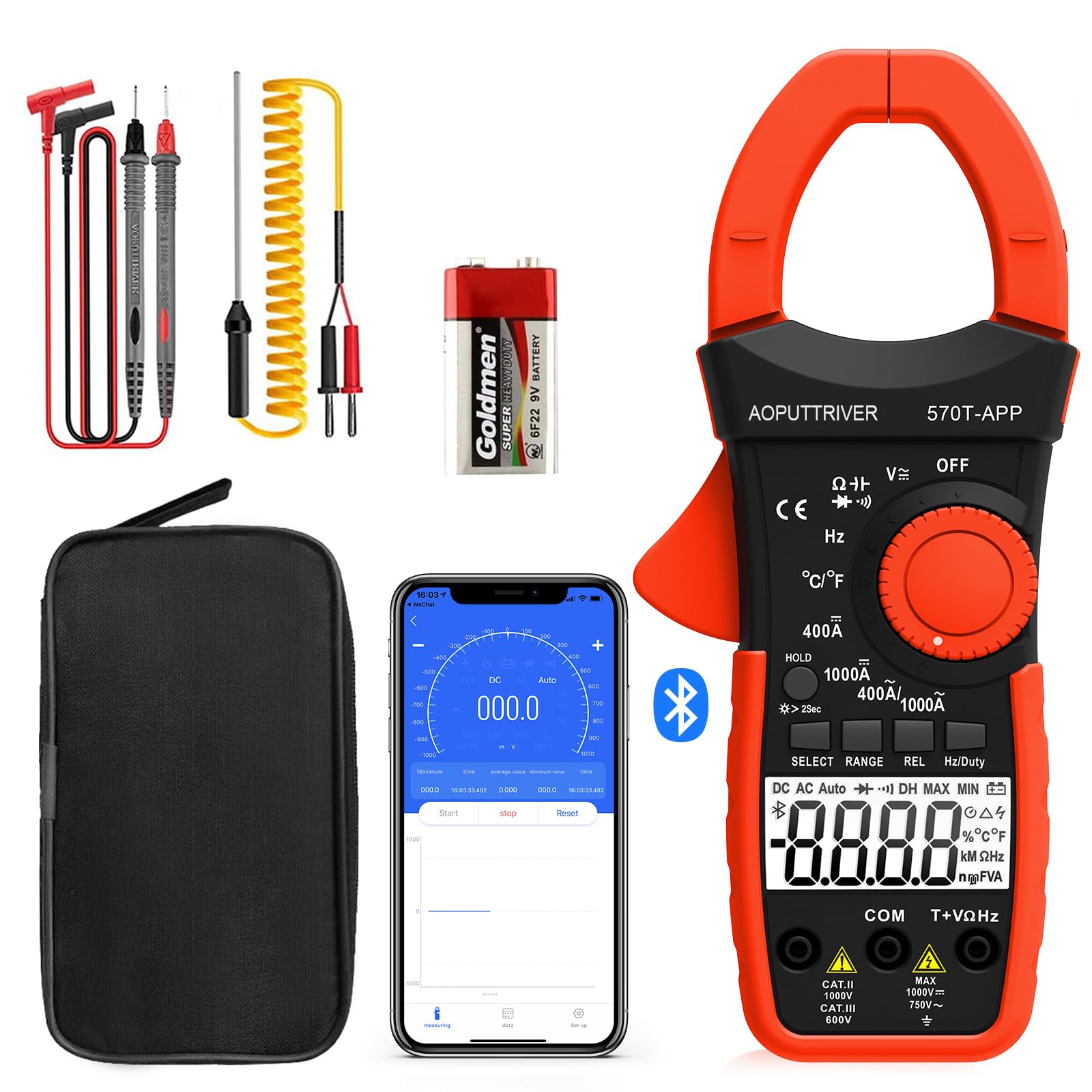 Amazon.com: AOPUTTRIVER Clamp Meter with Bluetooth, 4000 Counts
