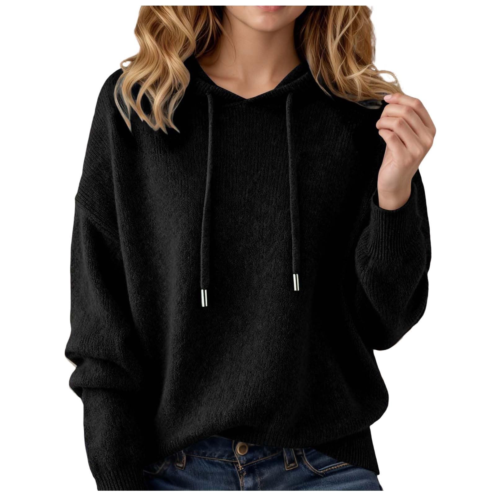 Womens Cashmere Sweater Trendy Soft Lightweight Long Sleeve Knits Hoodie Sweaters Fit Pullover Wool Fall Winter Tops
