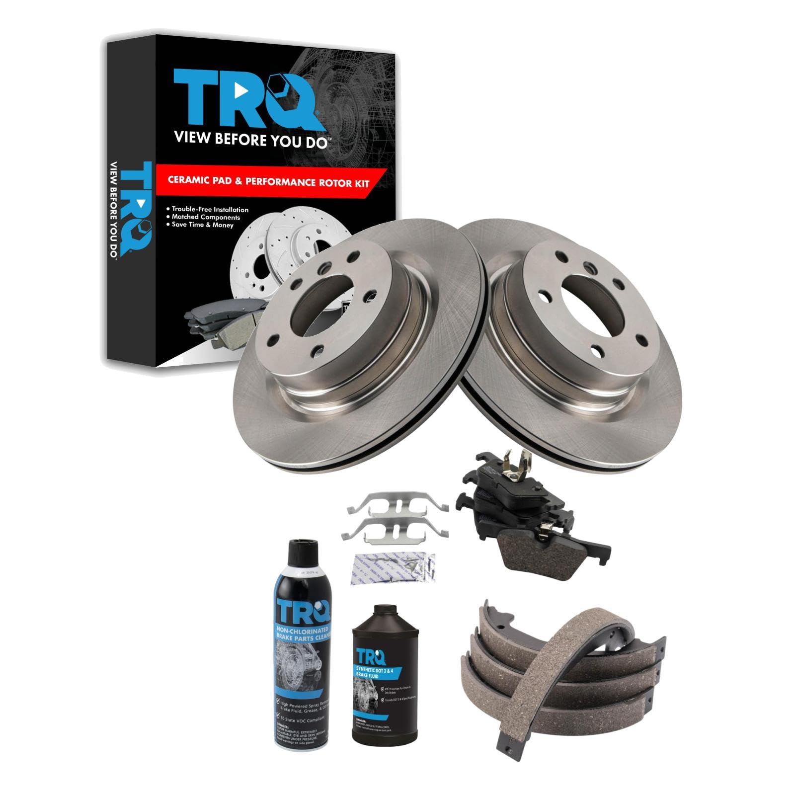 TRQ Rear Brake Pad &amp; Rotor Kit Compatible with 2012-2020 BMW