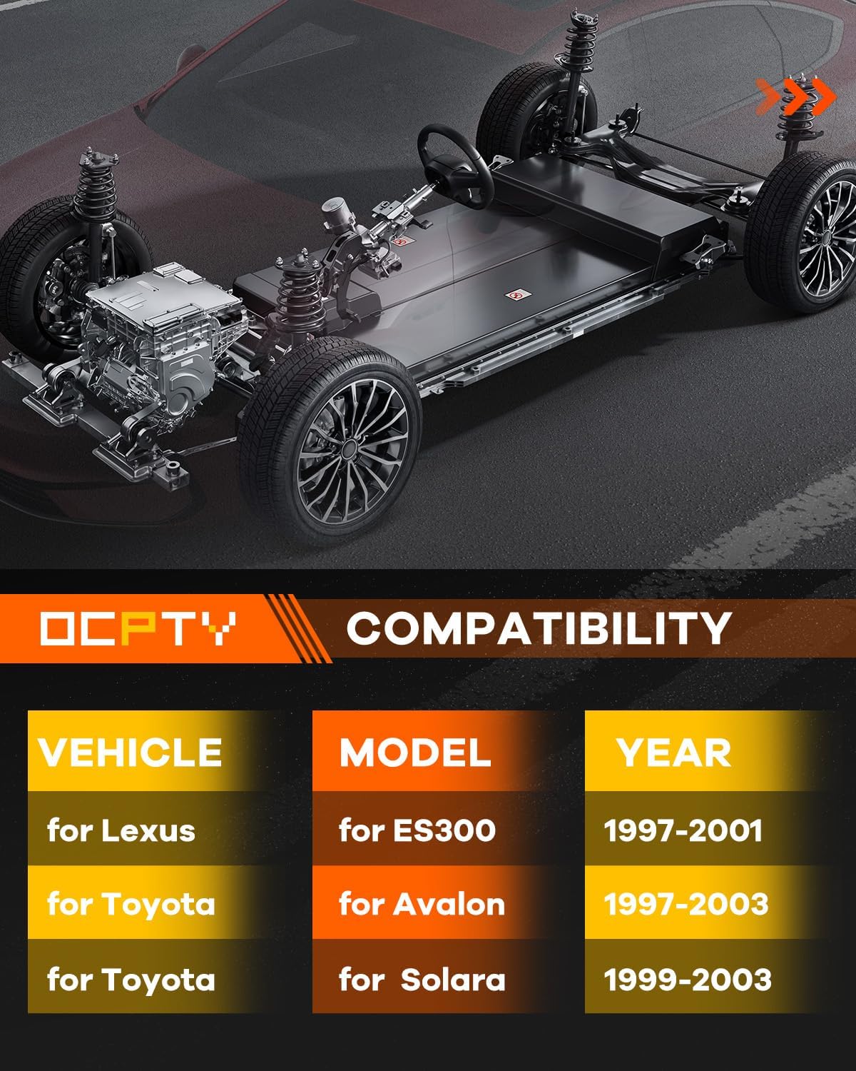171681 171680 Rear Shocks Struts for Toyota, OCPTY Complete Strut Assembly w/Sping Fits 1993-2001 for Lexus ES300 1997-2003 for Toyota Avalon 1992-94 97-2001 for Toyota Camry 1999-03 for Toyota Solara