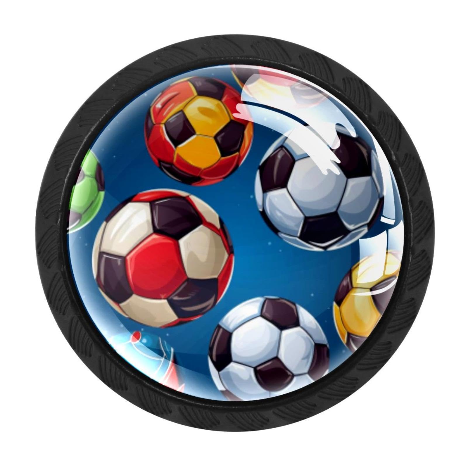 Chenzzzz Multicolored 11 4 Pack Cabinet Handles Black Football Soccer Cabinet Knobs Draw