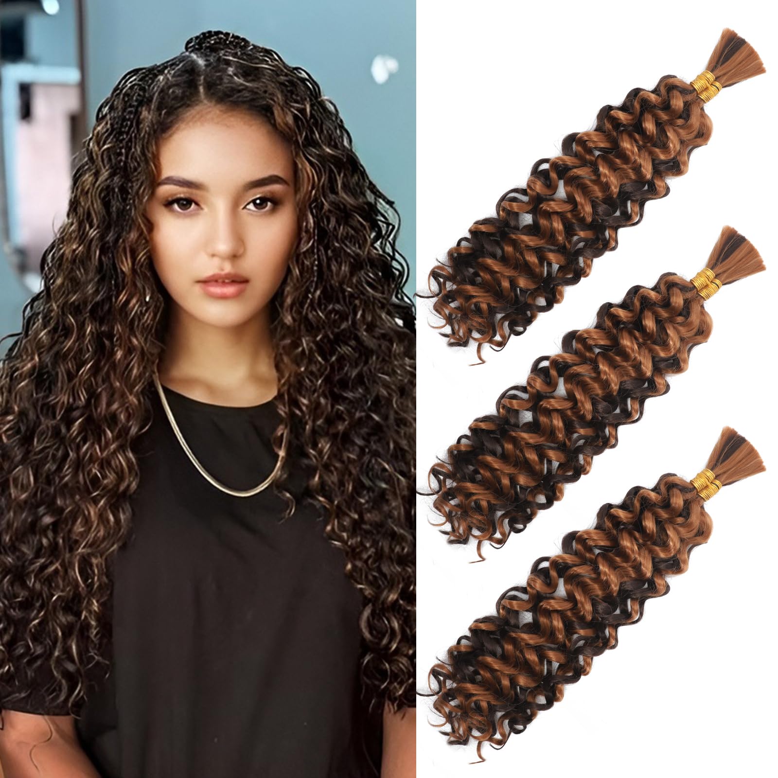 Water Wave Bulk for Braiding 16inch 100g With 2 Bundles Deep