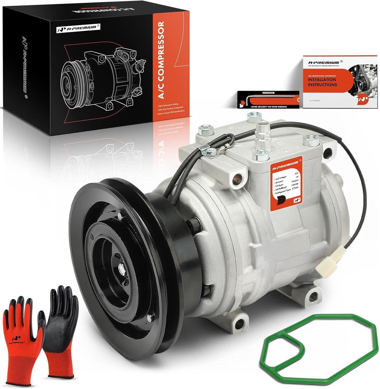A-Premium A/C Compressor with Clutch Compatible with Mitsubishi Montero 1994-2002, Montero Limited 2003-2006 3.8L, Montero XLS 2003-2004 3.8L, with 10PA15C Compressor, not 10S17C Compressor