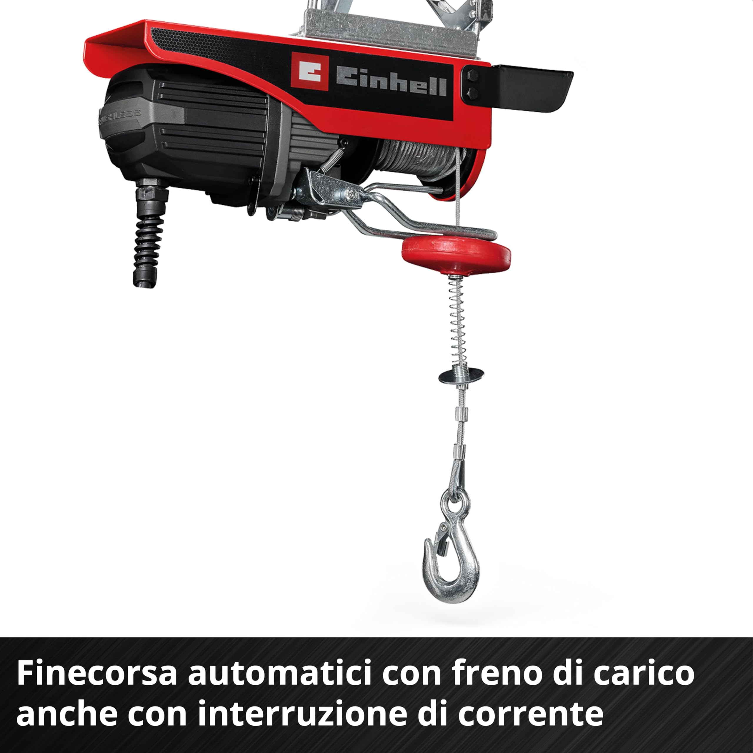 Einhell paranco a batteria TE-EH 18/250 Li BL Power X-Change (18 V, Brushless, portata 125 kg / 250 kg con puleggia, altezza di sollevamento 12 m, velocità di sollevamento 3,5 m/min, fune d’acciaio)