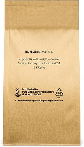 Miniatura 2 de PURE ORIGINAL INGREDIENTS Cristales de grado alimenticio de ácido málico (1.5 libras), sabor agrio