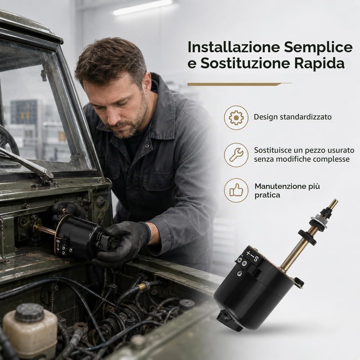 Motorino tergicristallo parabrezza per Land Rover serie uno e due, ricambio tergicristallo anteriore motore lavavetri compatibile con codici RTC3866 e 519900