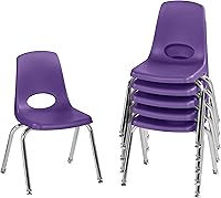 Vista 22 de Factory Direct Partners 10367-BL Silla escolar apilable de 16 pulgadas, asiento apilable para estudiantes con patas de acero cromado y rodamientos