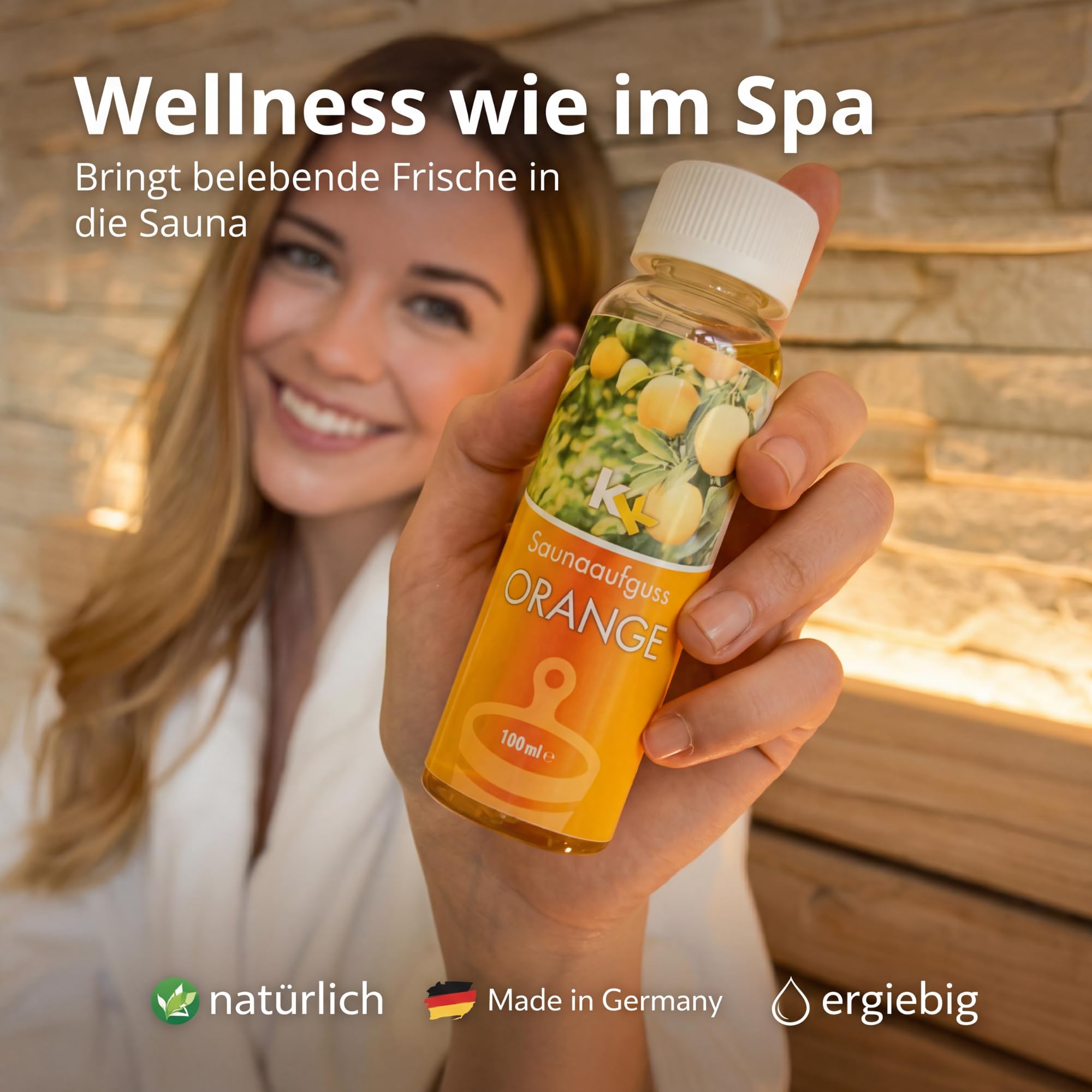 Saunaaufguss-Set 4er | Premium Saunaduft-Set mit Eukalyptus, Orange, Zitrone & Pfefferminz | Hochwertige Sauna Aufgussmittel 4×100 ml | Made in Germany | Intensives Aroma & Geschenkidee