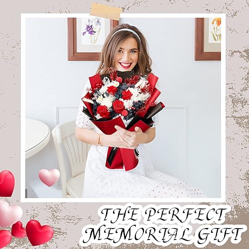 Miniatura 5 de CCINEE 20 hojas de papel de regalo de flores de doble cara, impermeable, material de embalaje de flores frescas, suministros de ramo de floristería,