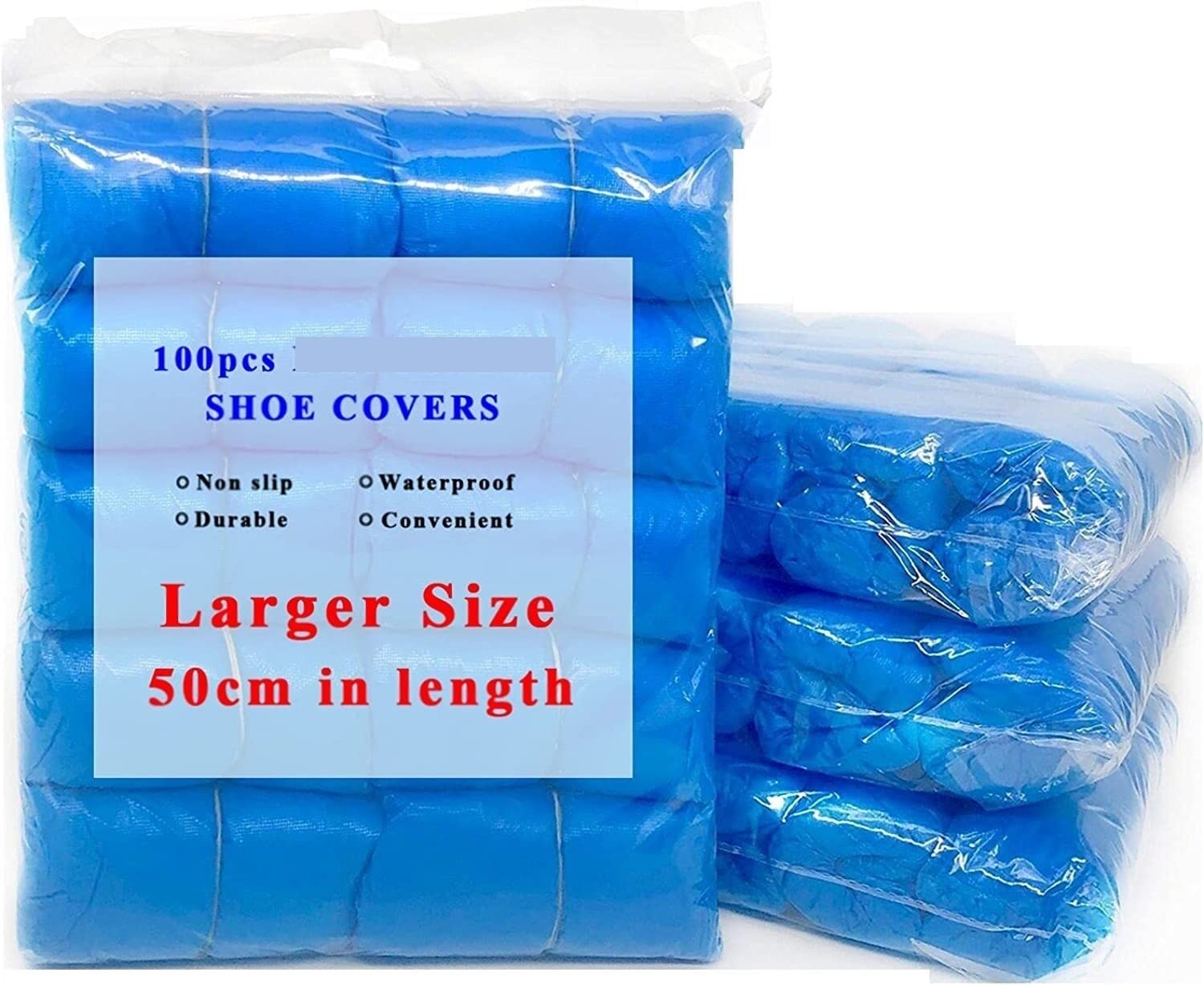 Copriscarpe, copriscarpe usa e getta antiscivolo, 100 pezzi copriscarpe di grandi dimensioni in plastica impermeabile resistente CPE premium copriscarpe copriscarpe usa e getta