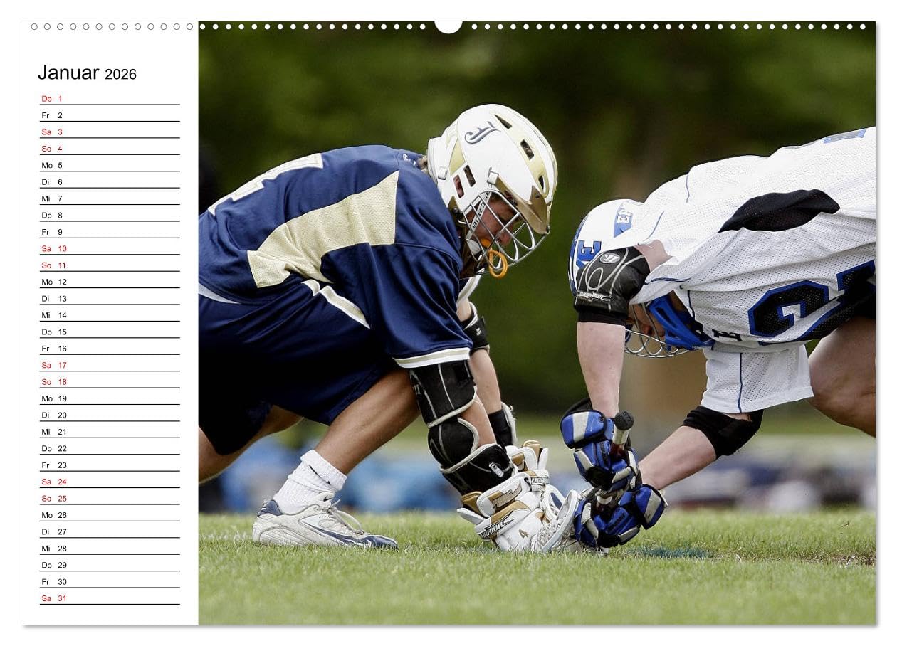Teamsport Lacrosse - Face-off (Wandkalender 2026 DIN A2 quer), CALVENDO Monatskalender: Packende Spielszenen aus der Welt des Lacrosse (CALVENDO Sport)