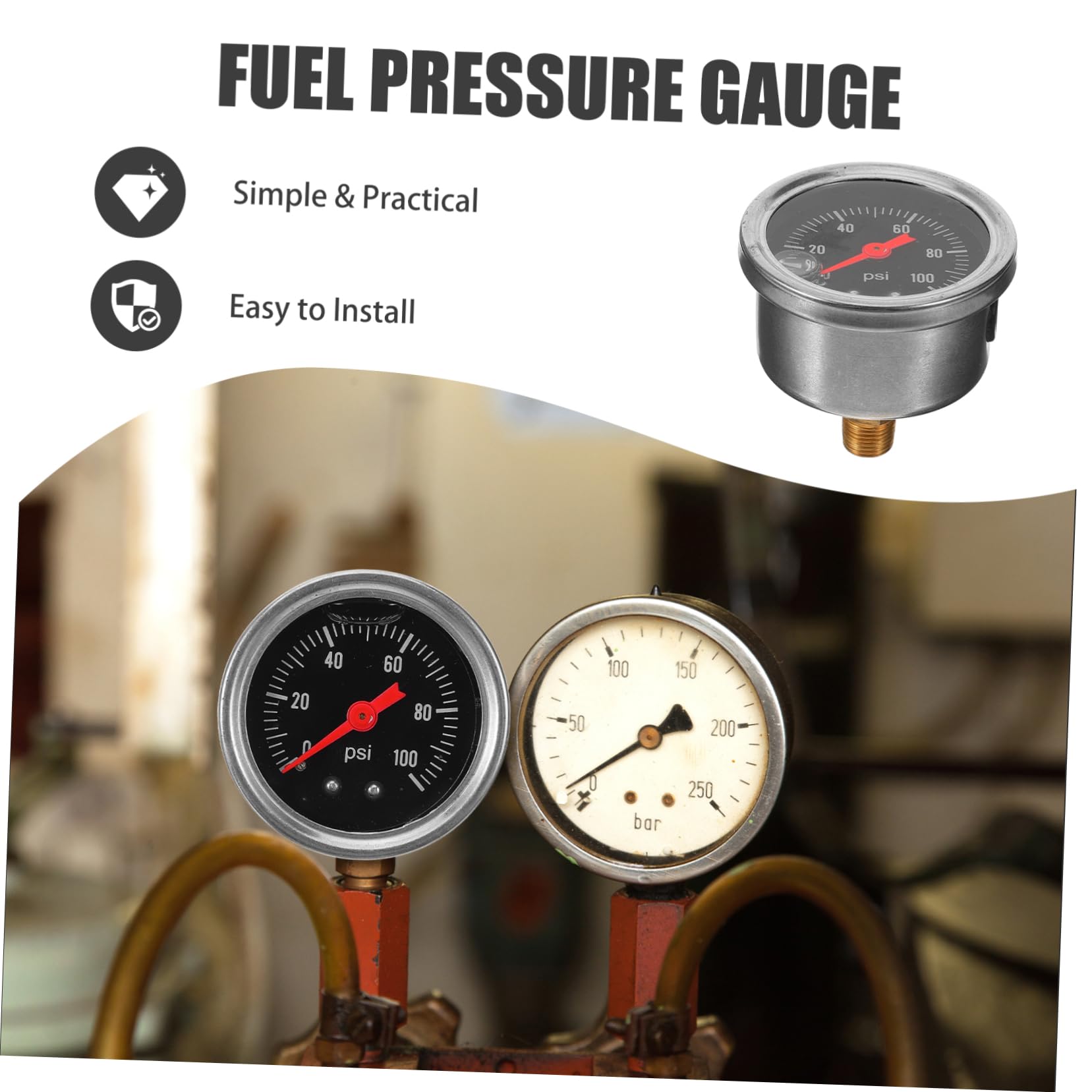 ULTECHNOVO 3pezzi Manometro Pressione Carburante Per Auto Misuratore Pressione Gasoline Strumento Accurato Inossidabile Compatibile Con Sistemi Di Alimentazione Standard