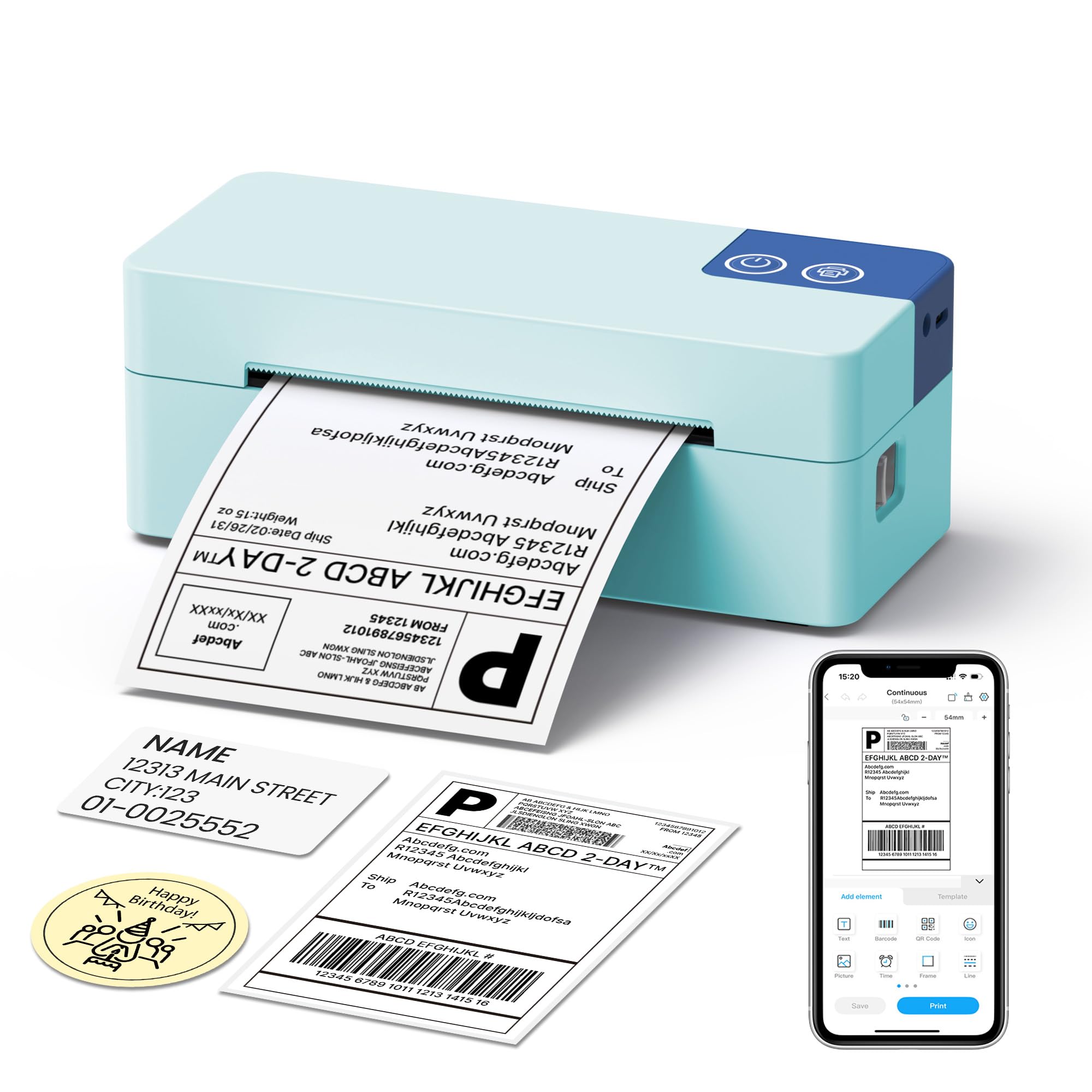 Bluetooth Etikettendrucker DHL, 4x6 Versandetiketten Drucker PL50E