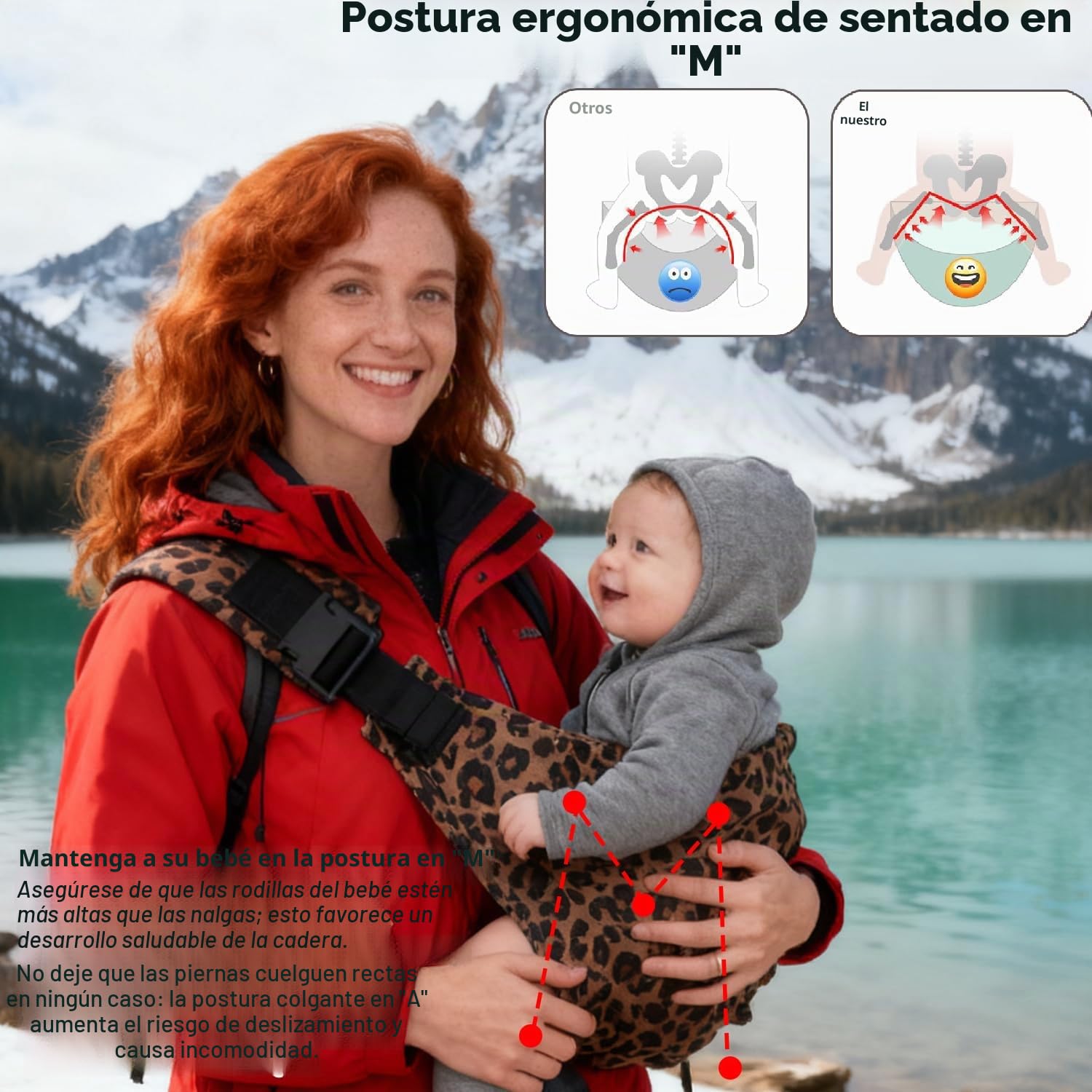 Portabebés ajustable, fácil de transportar, cómodo portabebés para recién nacidos de 3 a 36 meses (leopardo nuevo)