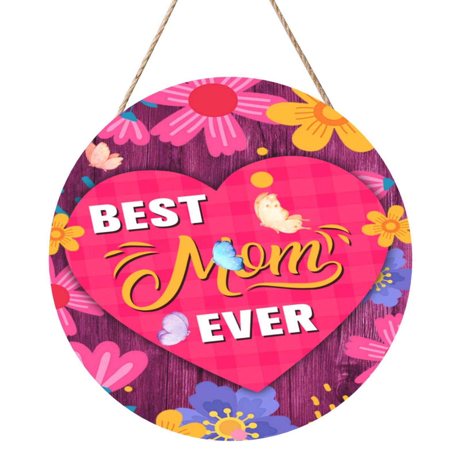 Mother's Day Best Mom Ever Round Wood Panels Exquisite 12 - Inch Round Wood Panel Painting - Unique Artwork for Home and Office Decoration