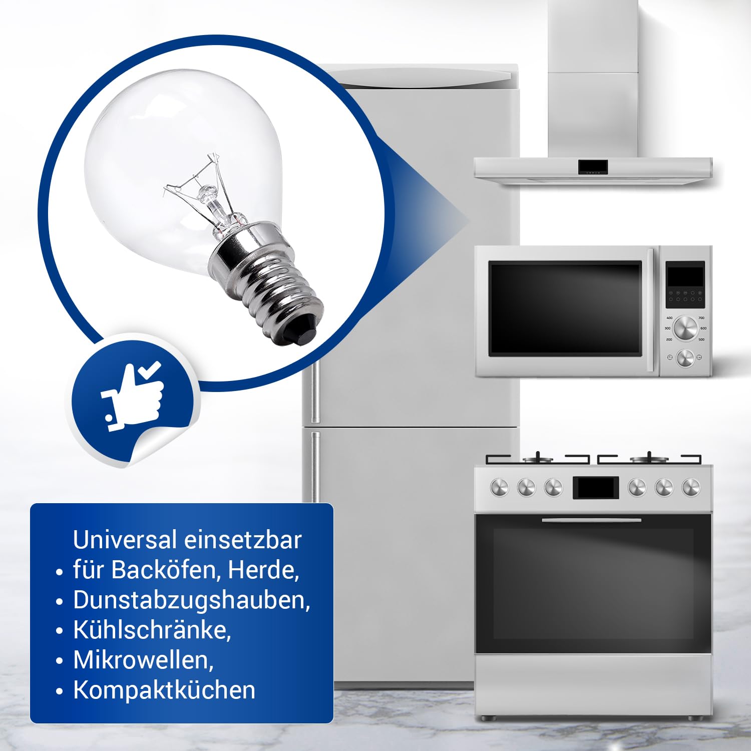 VIOKS Żarówka E14 230 V 45 mm Ø 77 mm - lampa do piekarnika 40 W 300 stopni E14 do lodówki Bosch Siеmens Neff piekarnika mikrofalowego okapu kuchennego - żarówka i żarówka do kuchenki
