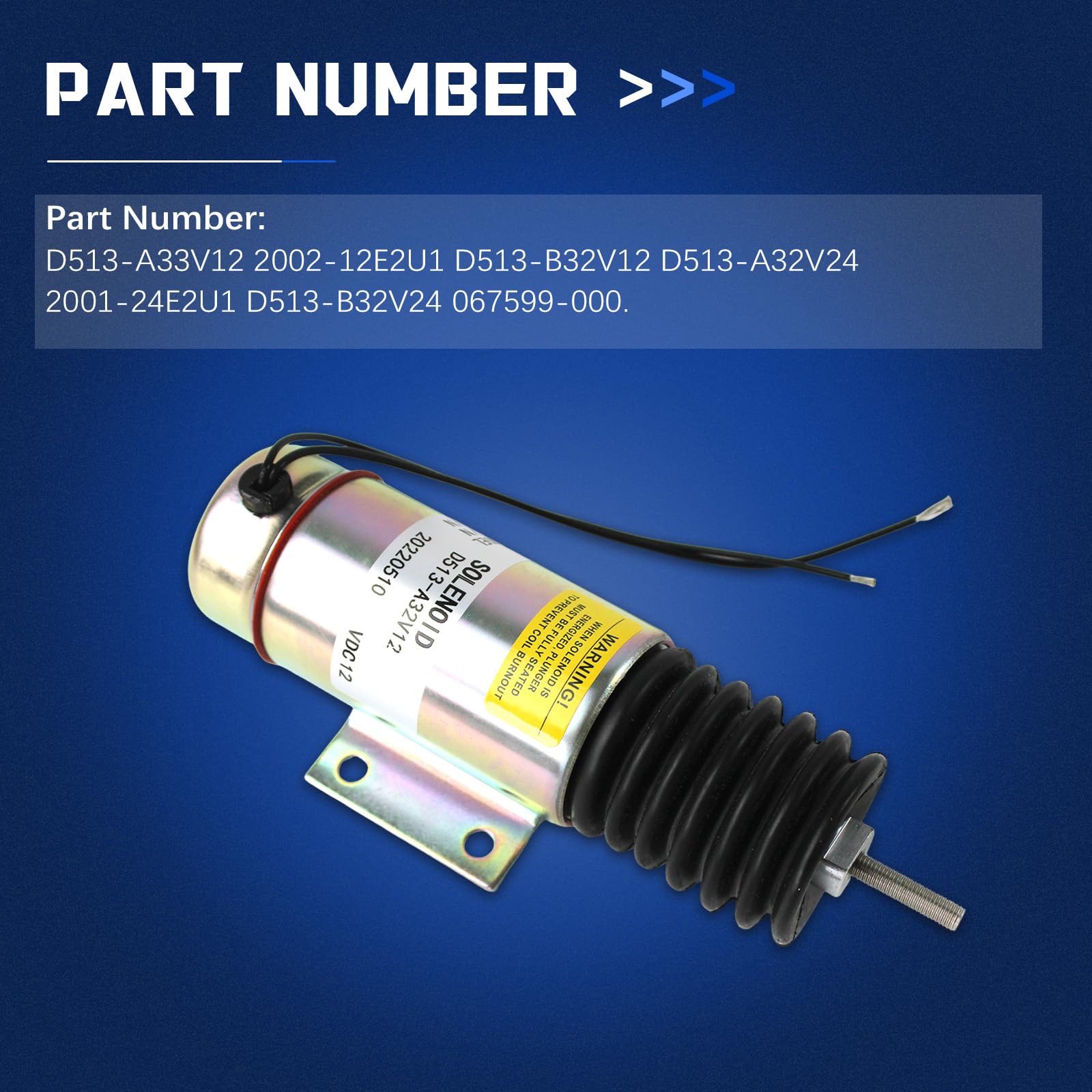 D513-A32V12 2002-12E2U 2001-24E2U1 D513-B32V24 067599-000 - Solenoide de apagado de combustible de 12 V para válvula solenoide de parada de motor Genie JLG Trombetta