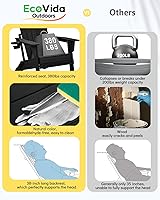 Vista 9 de EcoVida, silla plegable mejorada con portavasos para todo tipo de clima, textura de grano de madera premium, resistente al agua de HDPE, adecuada