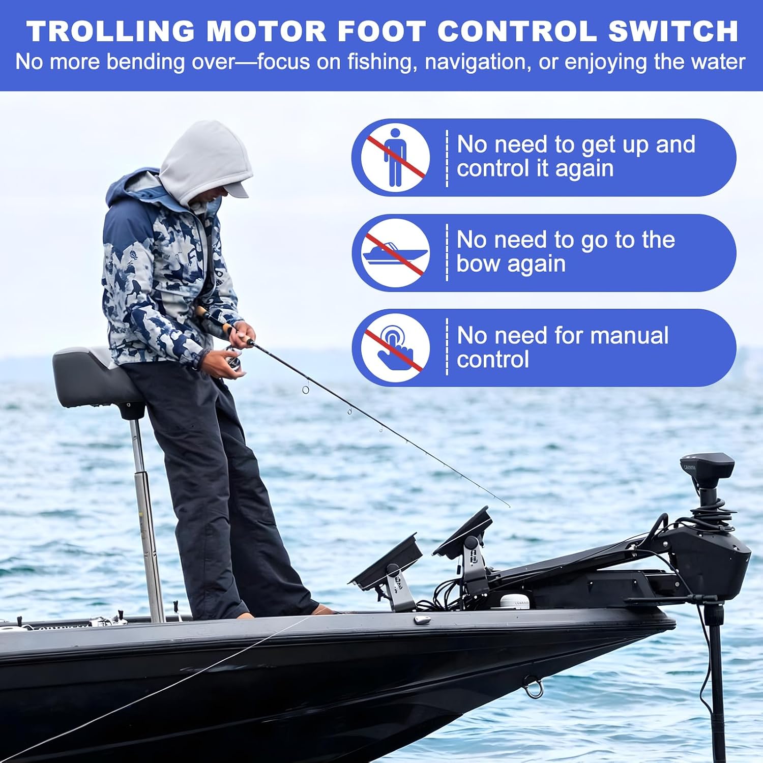 Corded Foot Pedal for Electric Trolling Motor,Copilot,12V-24V,50A,Comes with an 18’ Cable,Compatible with PowerDrive V2 Bow-Mount Trolling Motors, Copilot