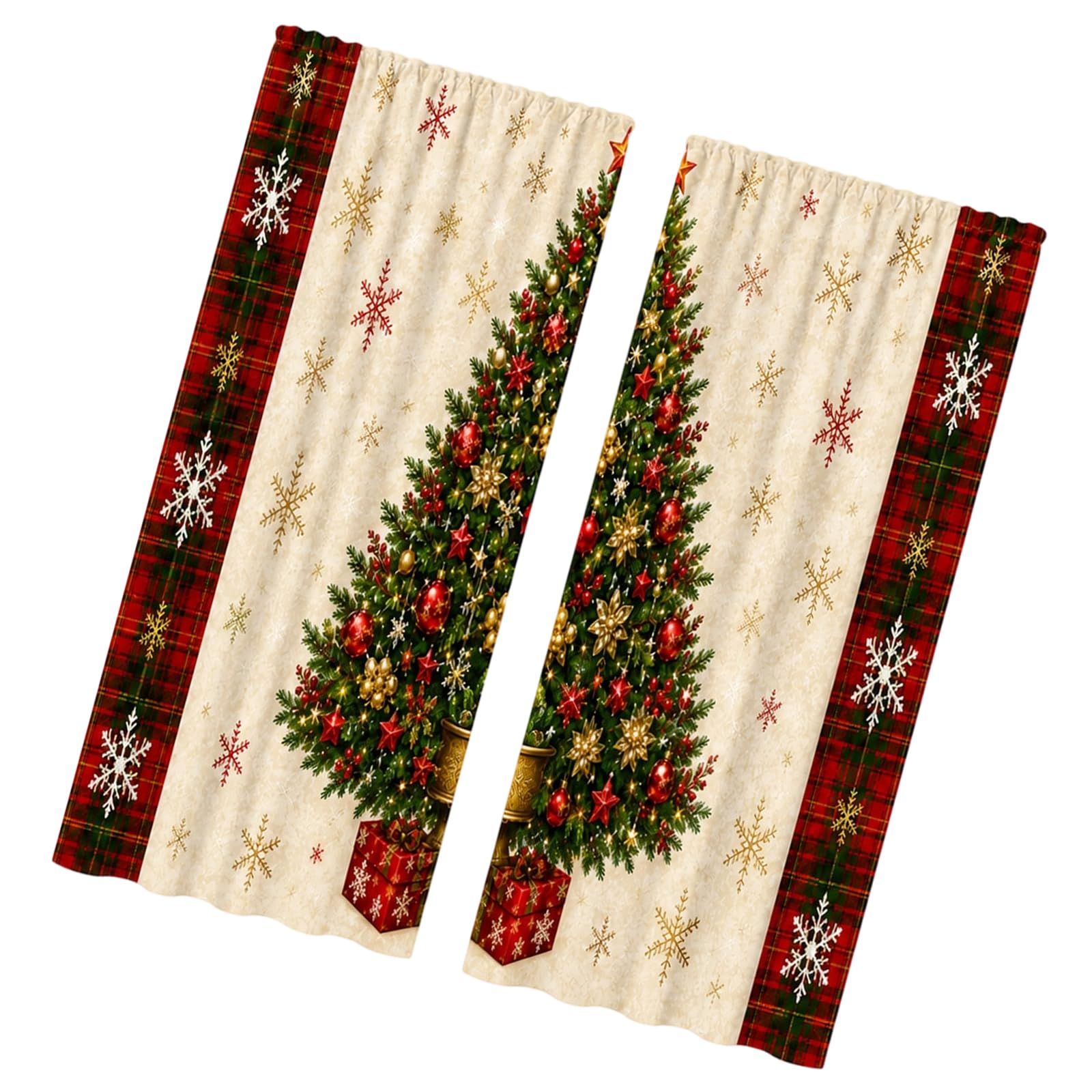 Pangboer C Indoor Holiday Drapery Pair With Printed Polyester Texture For Room, Light Softening And Added Privacy Holiday Drapes Festive Window Panels Seasonal Room Decor Indoor Privacy Urtains Study