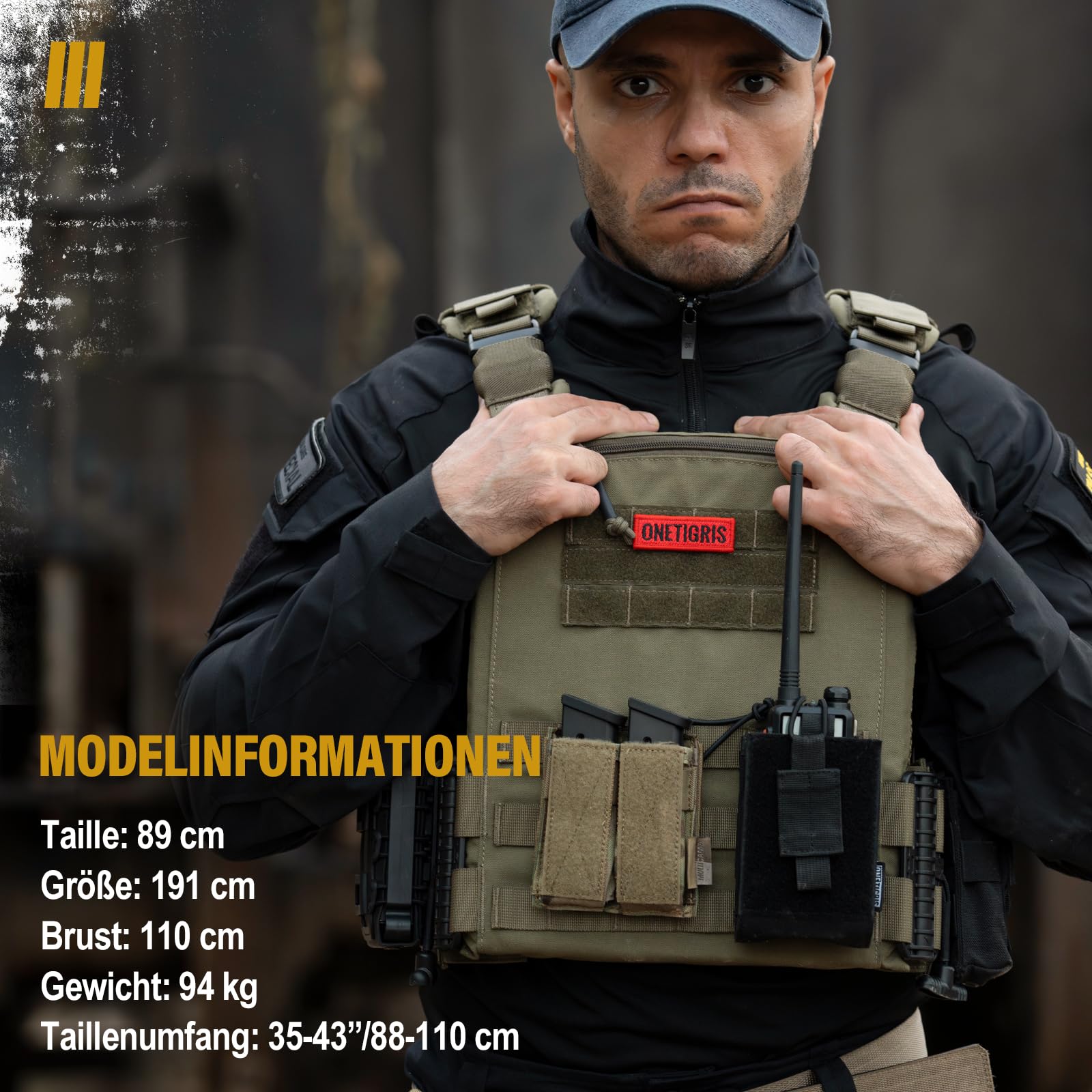 OneTigris FYR Gilet Tactique Airsoft Gilet Porte Plaque - Réglable et Respirant - Gilet par Balle pour Paintball Police