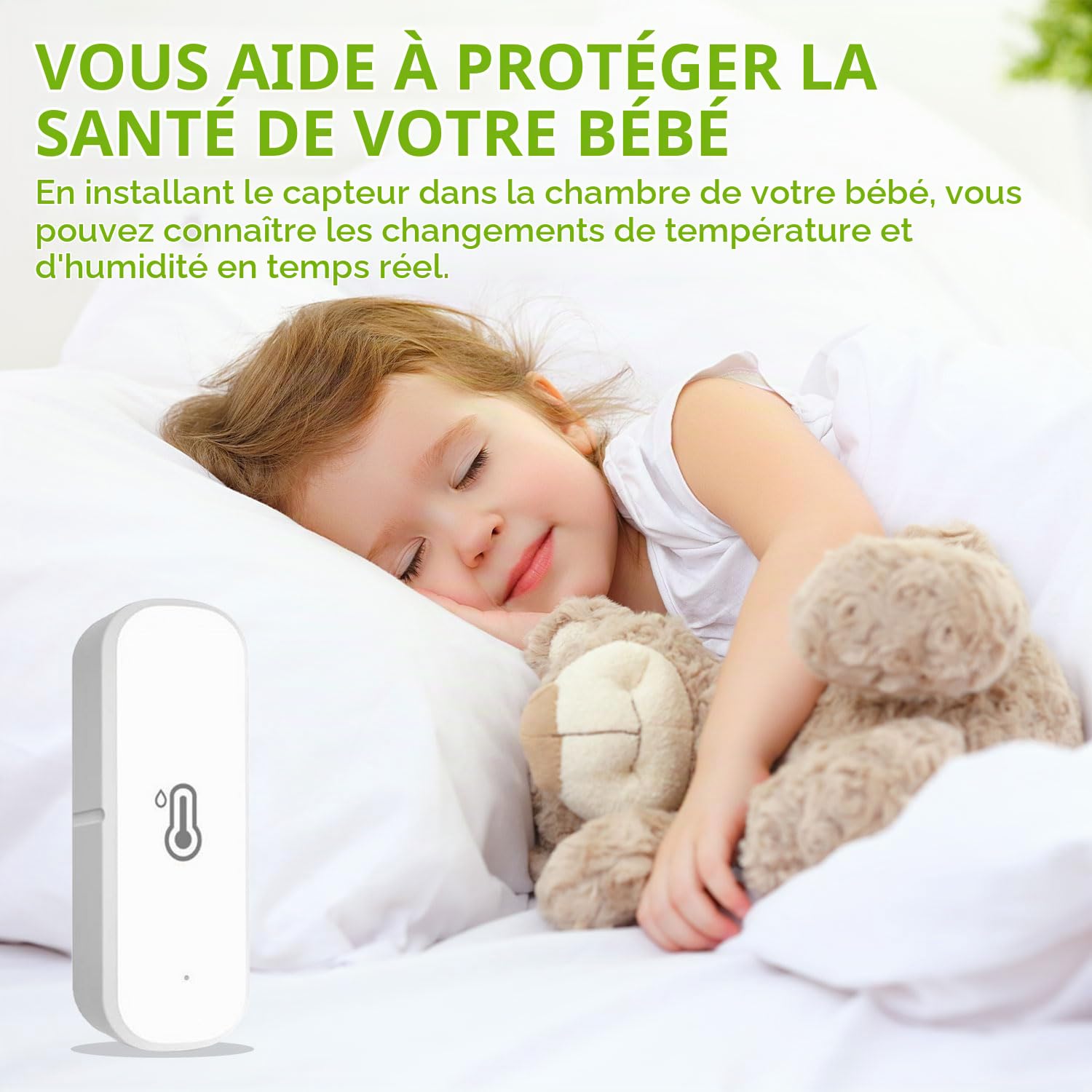 WiFi Hygromètre Thermomètre Capteur, Capteur température et d'humidité sans fil pour l'intérieur et l'extérieur avec surveillance à distance via app compatible Alexa & Google Home(4 Pièces)