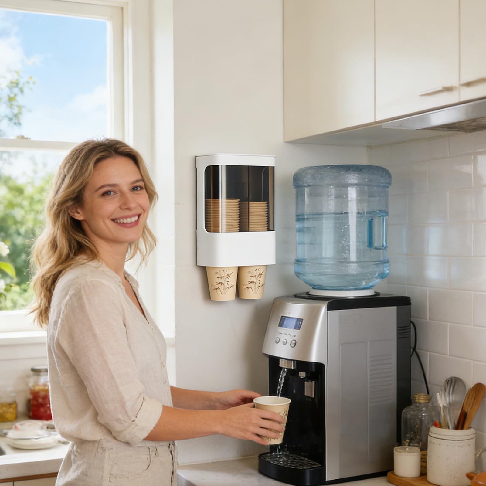 Genérico Dispenser di bicchieri | Doppio cilindro dispenser Organizzatore di tazze per caffè | per casa, cucina, ristorante, bar, sala di riposo, eventi, hotel, ristoranti