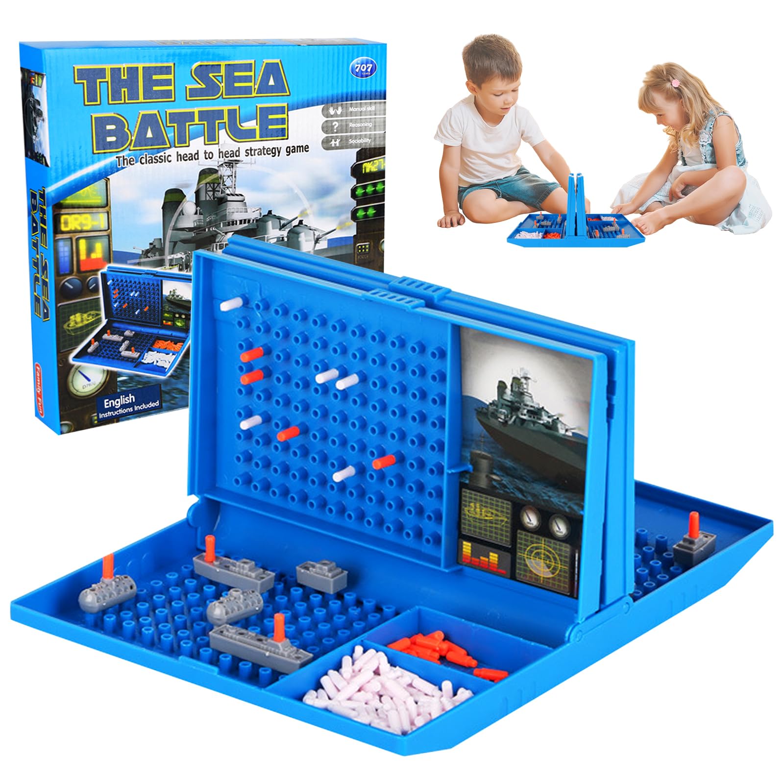 Yooyan Sea Battle Ship Board Game, Battleship Classic, Sink the Ships Board Game, 2 Player Strategy Board Game