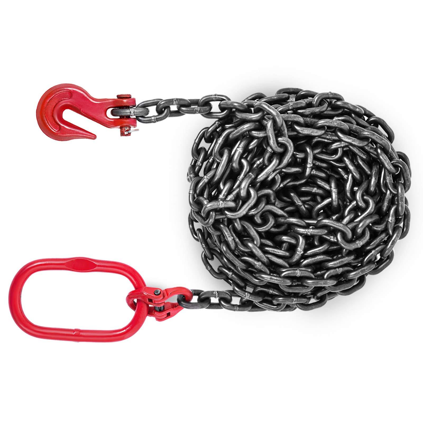 OrangeA 20FT Chain Sling 0.375 Inch x 20 FT Single Leg with Grab Hooks Sling Chain 3.3T Capacity Grade 80 (0.375 Inch x 20 FT)