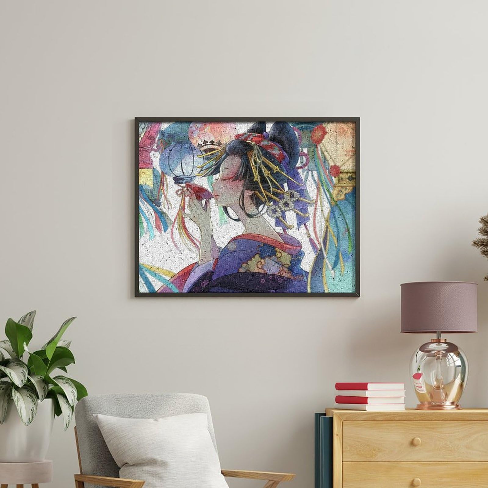 Amazon | 数字油絵 デジタル油絵 和服 美人 花魁 和風柄 数字