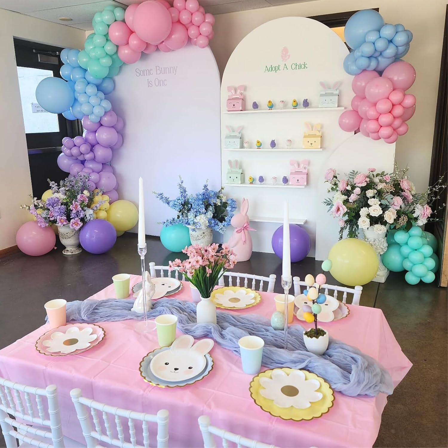 3rd Birthday Decoration for Girls,Easter Pastel Rainbow Macaron 3rd Birthday Balloon Number 3 Balloon Butterfly Stickers Star Heart Foil Balloons Banner Party Decoration for 3 Year Old - Image 3