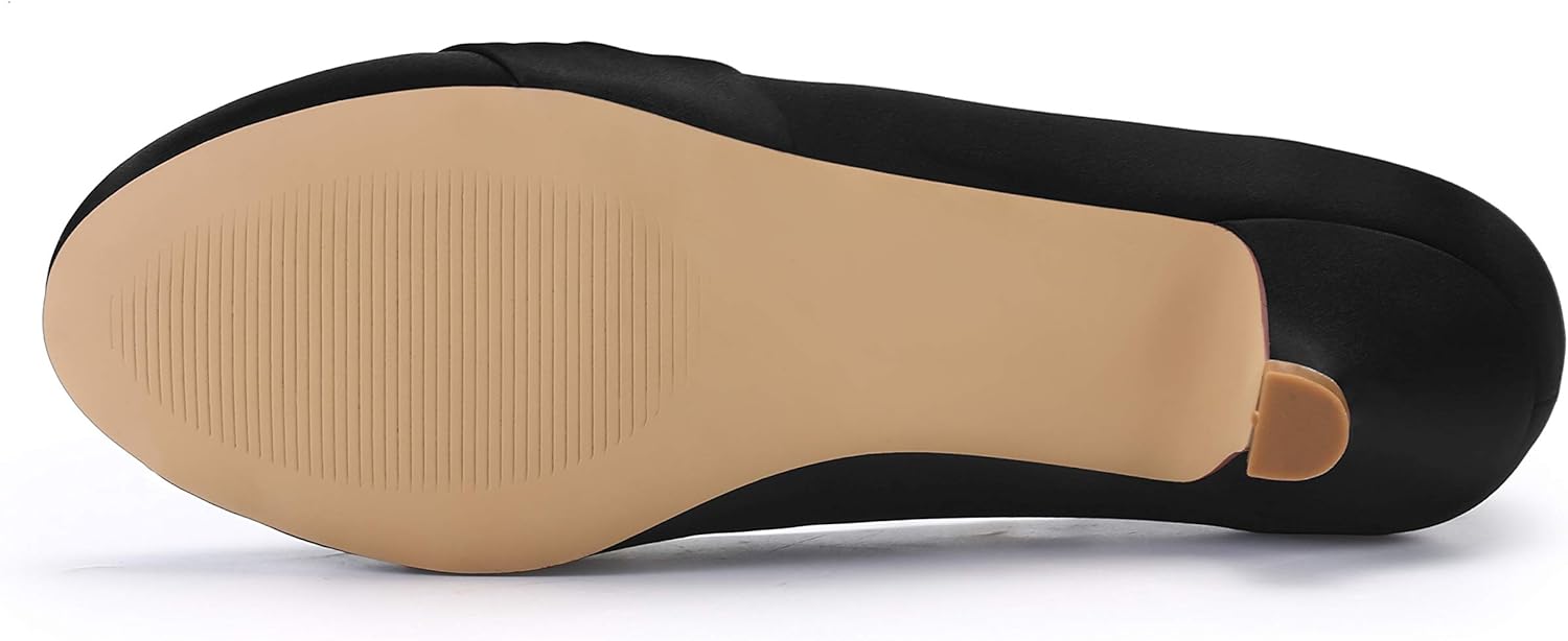 ERIJUNOR Women Closed Toe Comfort Kitten Heels Rhinestones Satin Wedding Evening Dress Shoes - Image 7