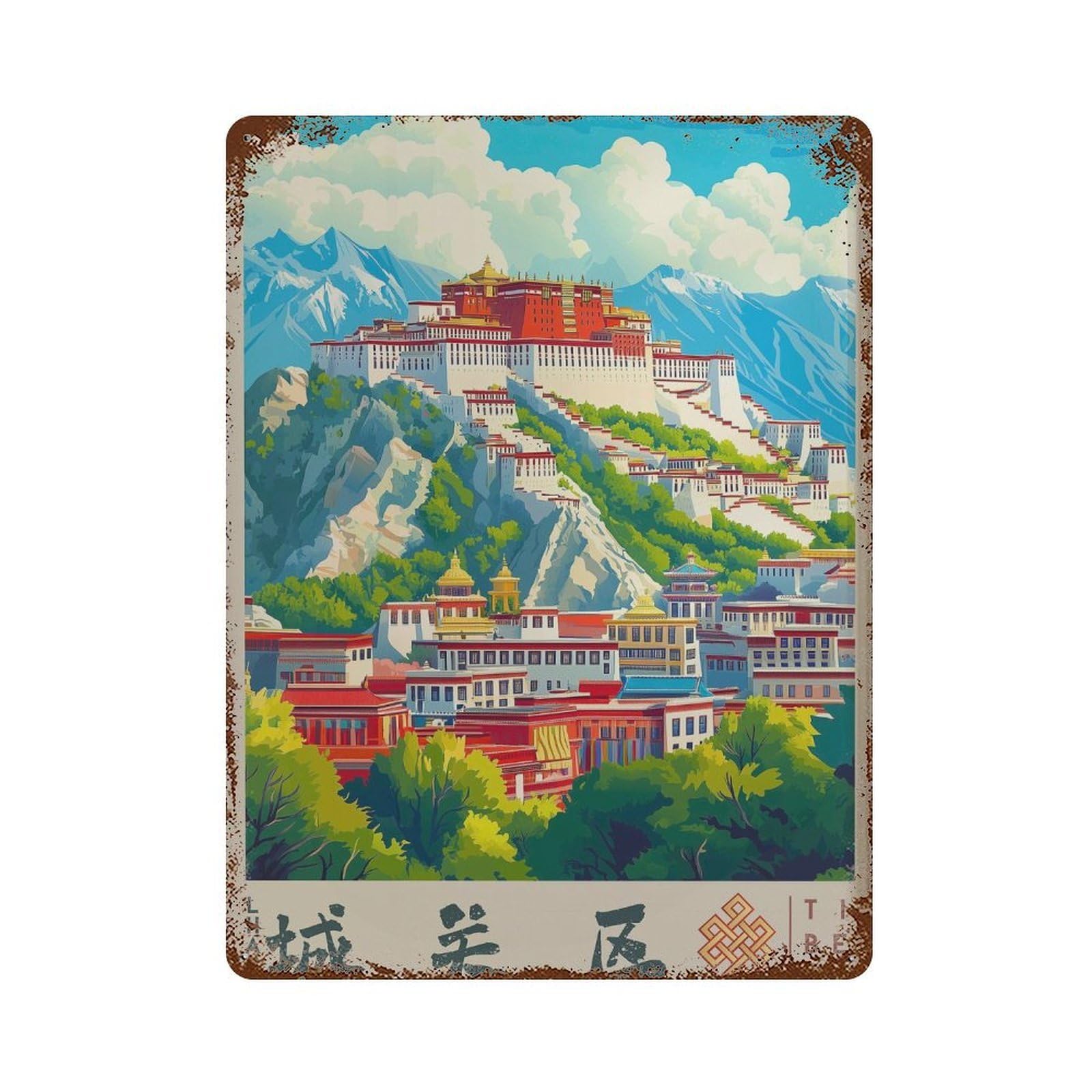 xiaoxiaoshen Potala Palace Lhasa Travel Tibet in Chinese Wall Decor Art Metal Tin Poster Modern Home Decor Art Home Bar Shop Decorations Vintage Sign 40x30cm