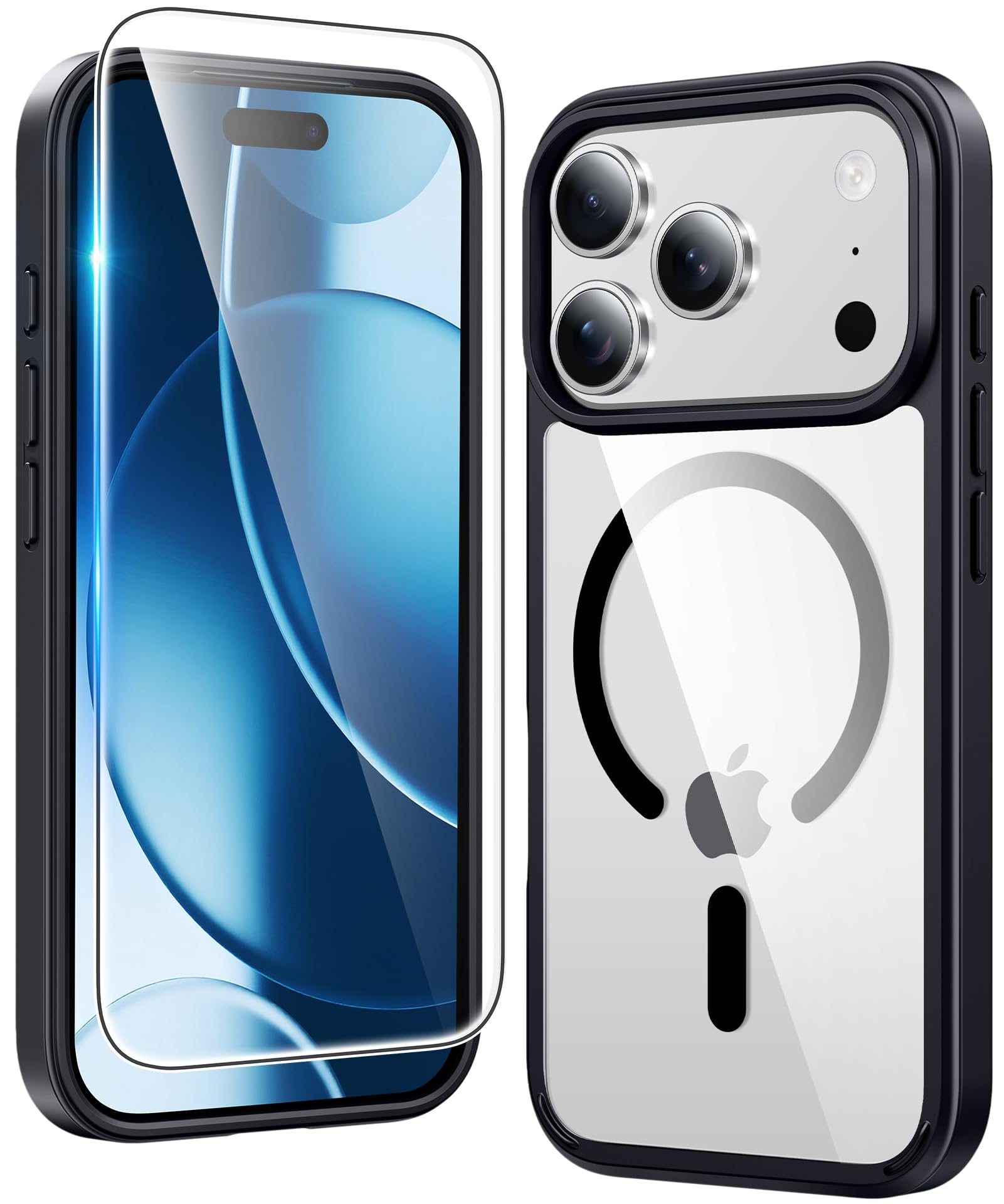 FNTCASE for iPhone 17 Pro-Max Case Compatible with Magsafe Clear Phonecase | Screen Protector, Military Grade Drop Protection, Slim Magnetic Phone Cases, Shockproof Bumper, Transparent Cell Cover