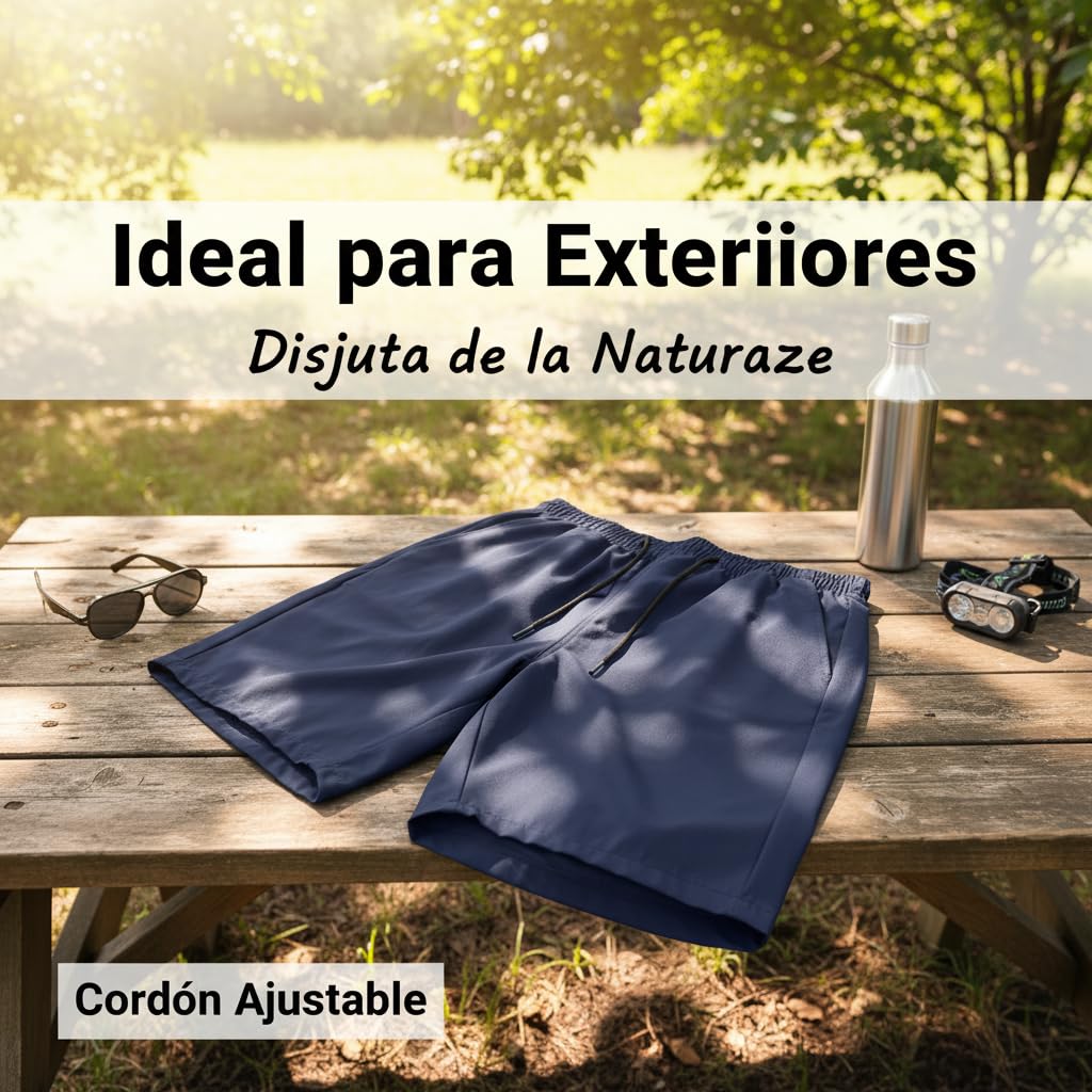 Pantalones Cortos Cargo Hombre Elástico Múltiples Bolsillos S-3XL