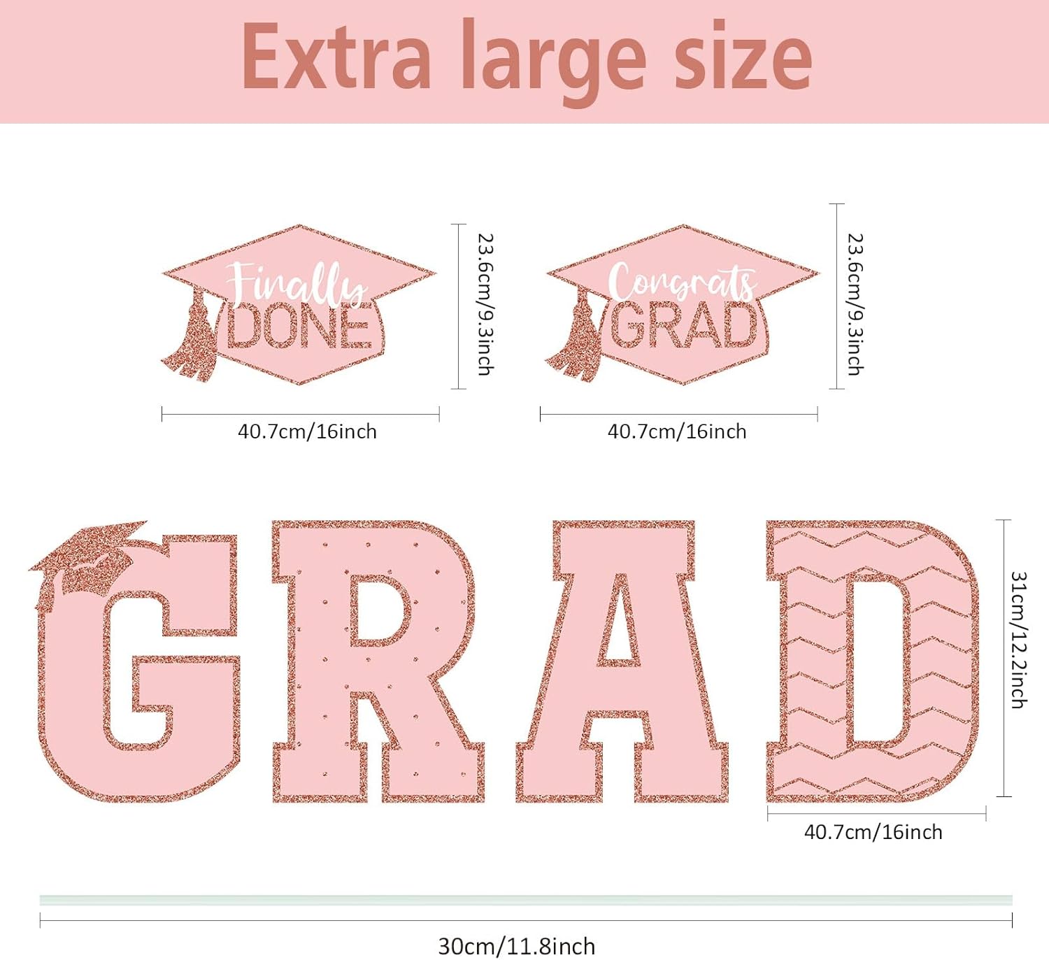 Tatuo 11 Pcs Graduation Yard Sign Decorations Congrats Graduation Lawn Signs 2026 Grad Yard Decor with 23 Stakes for Outdoor Grad Party(Pink,Simple Style)